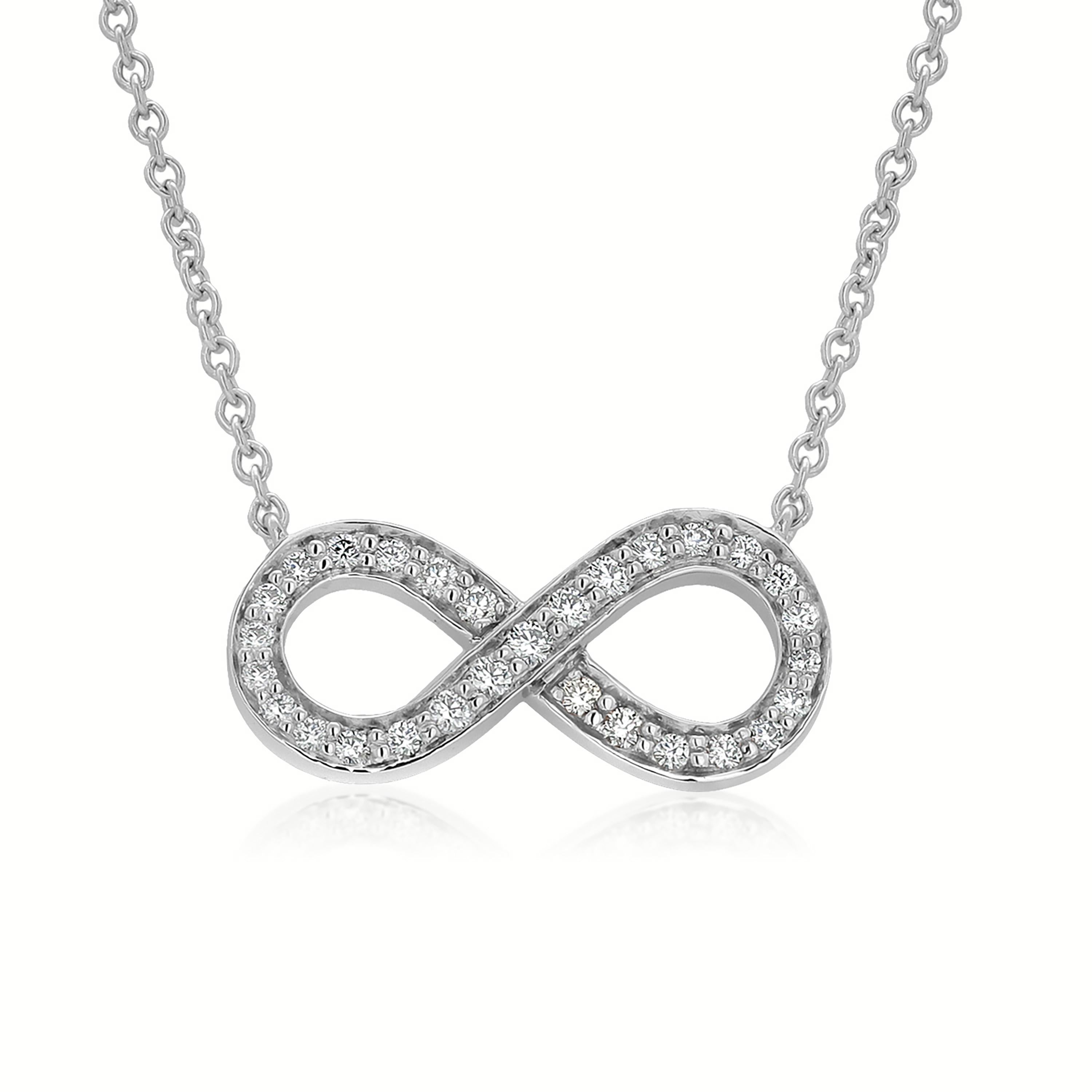Contemporary Tiffany and Co Infinity Platinum Diamond Pendant Necklace
