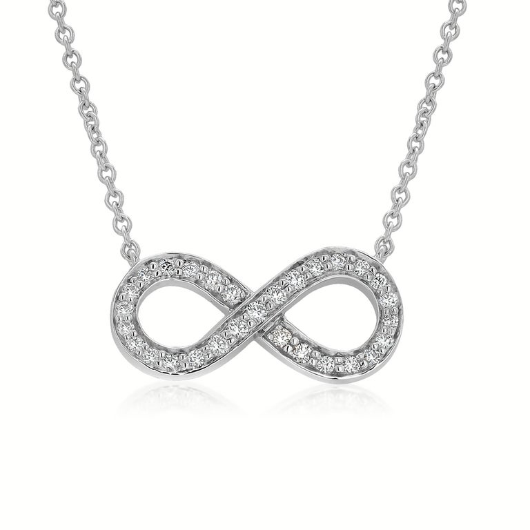 Women's or Men's Vintage Tiffany and Co Infinity Platinum Diamond Pendant Necklace For Sale