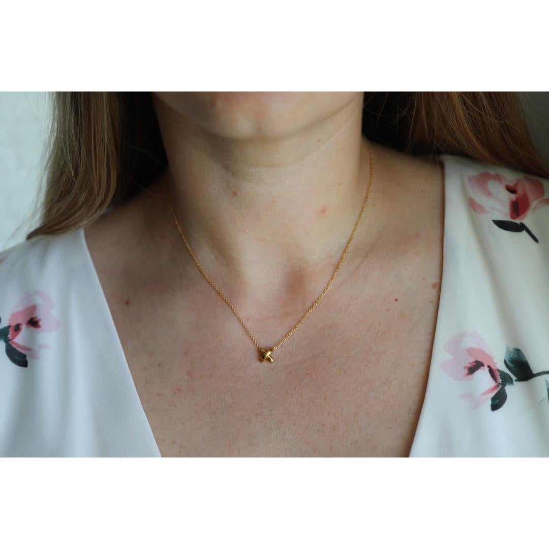 Vintage Tiffany und Co. Halskette. 18k Gold T&Co X Crossover-Anhänger und Halskette 1