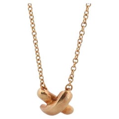 Vintage Tiffany und Co. Halskette. 18k Gold T&Co X Crossover-Anhänger und Halskette