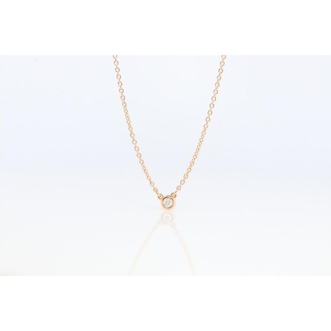 Vintage Tiffany und Co. Halskette. Diamant by the Yard Solitär Roségold (Rundschliff)