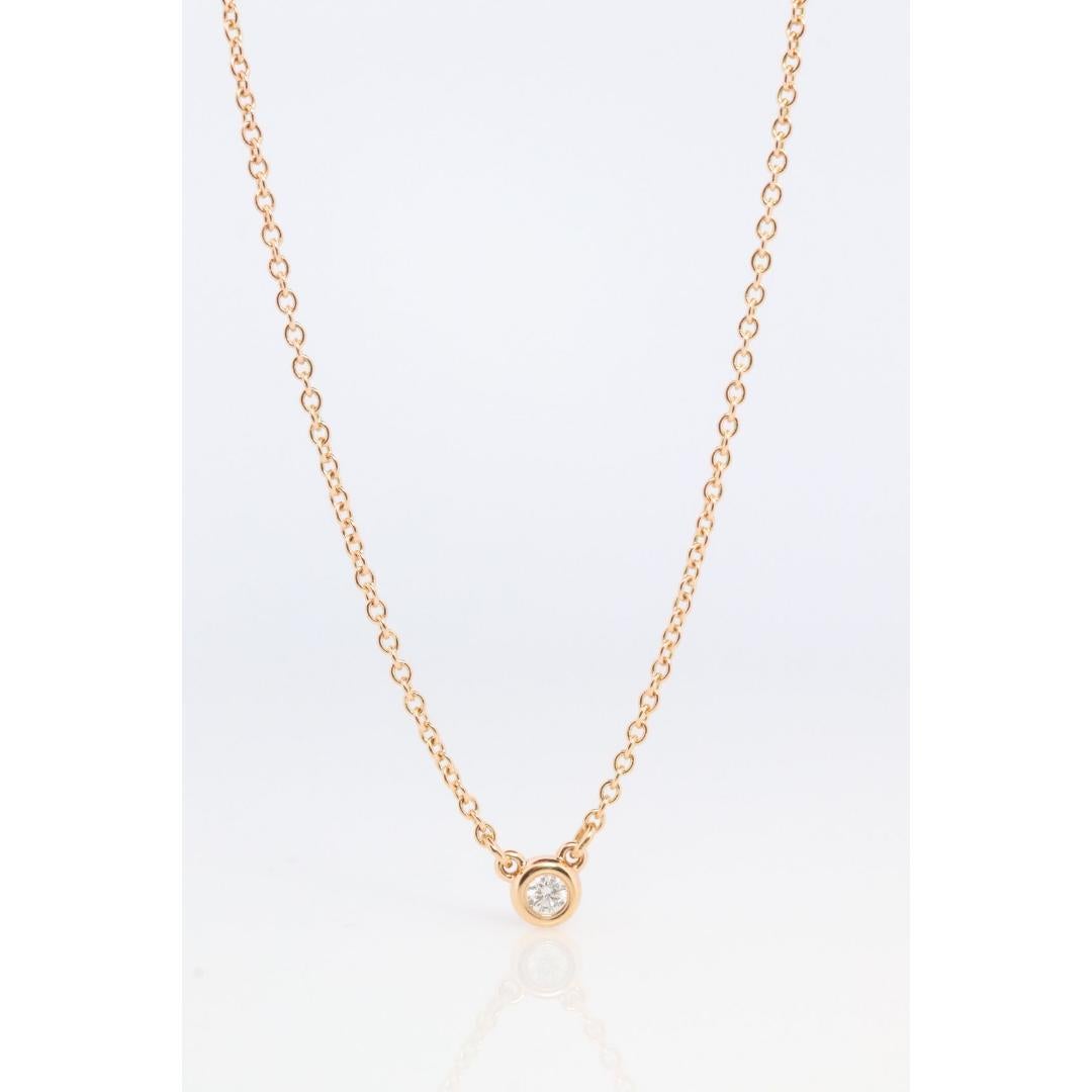 Vintage Tiffany und Co. Halskette. Diamant by the Yard Solitär Roségold im Zustand „Gut“ in Port Charlotte, FL