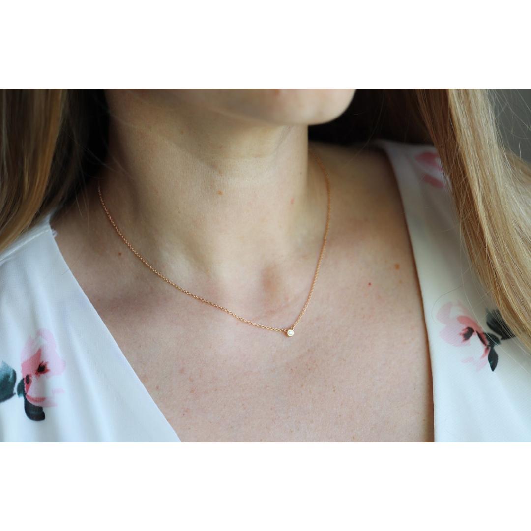 Vintage Tiffany und Co. Halskette. Diamant by the Yard Solitär Roségold 1