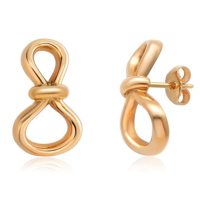 Tiffany & Co. Pamela Picasso Eighteen Karat Gold Bow Knot Earrings  In Good Condition For Sale In New York, NY