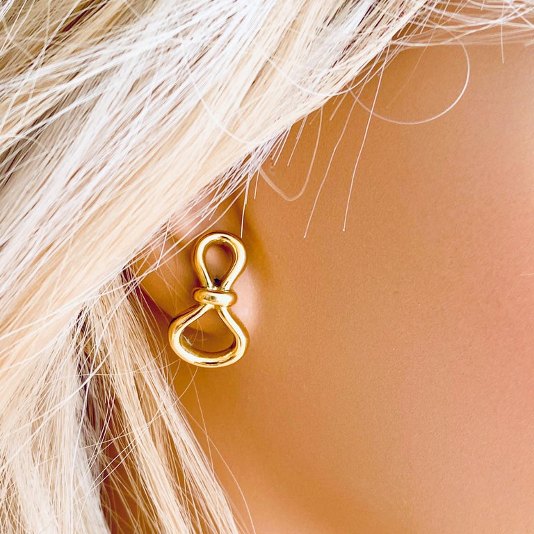 Women's or Men's Tiffany & Co. Pamela Picasso Eighteen Karat Gold Bow Knot Earrings  For Sale