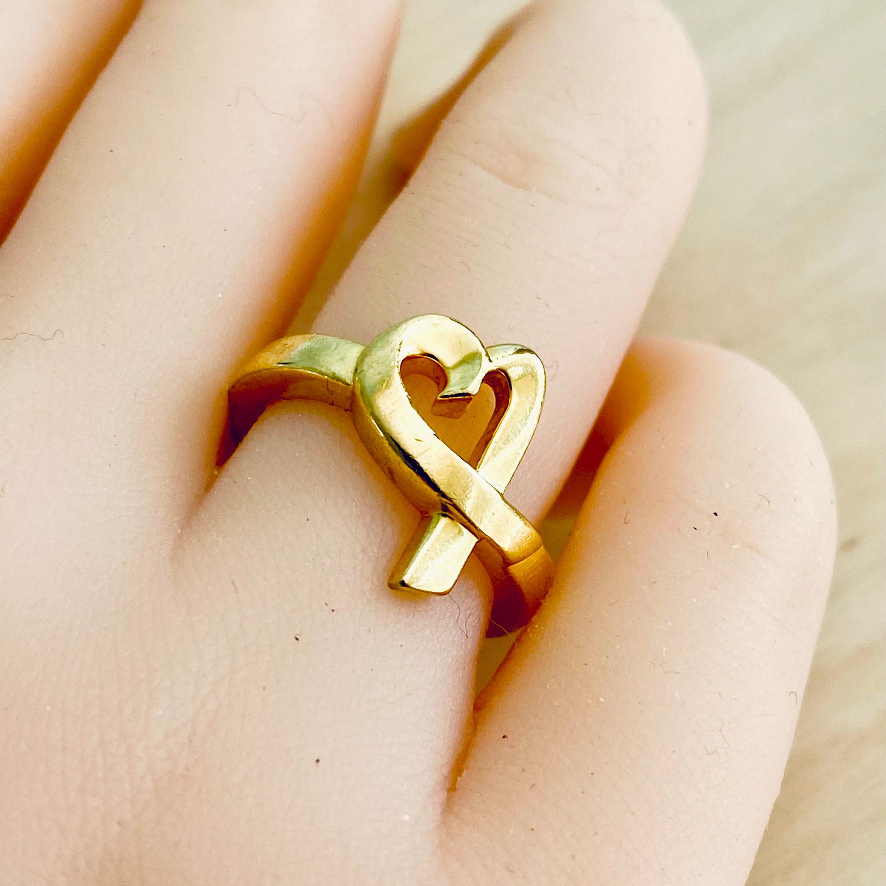 Tiffany and Co. Picasso Eighteen Karat Yellow Gold Loving Heart Ring In Good Condition In New York, NY