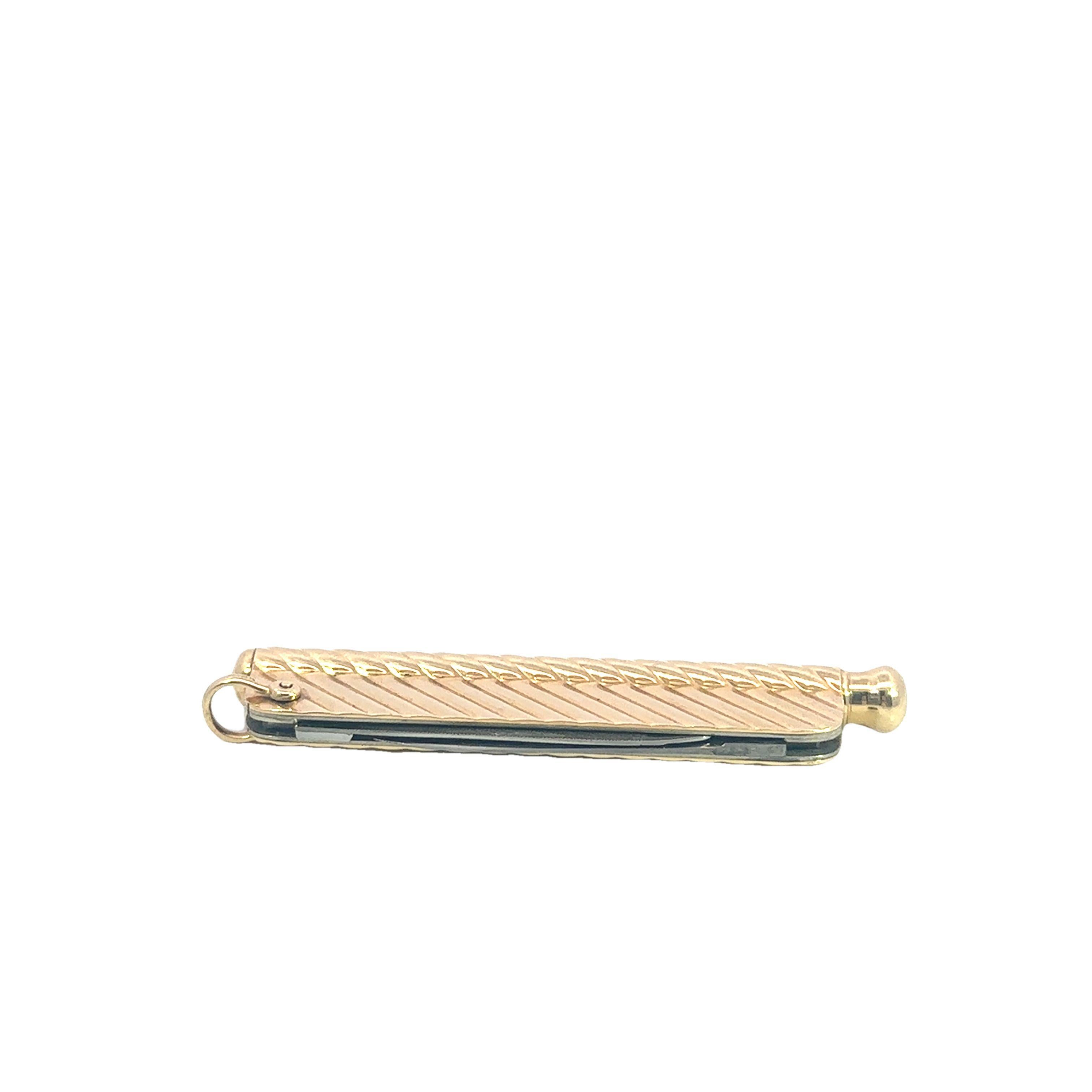 Vintage Tiffany and Co Pocket Knife and Extendable Working Pencil in 14K Gold 6
