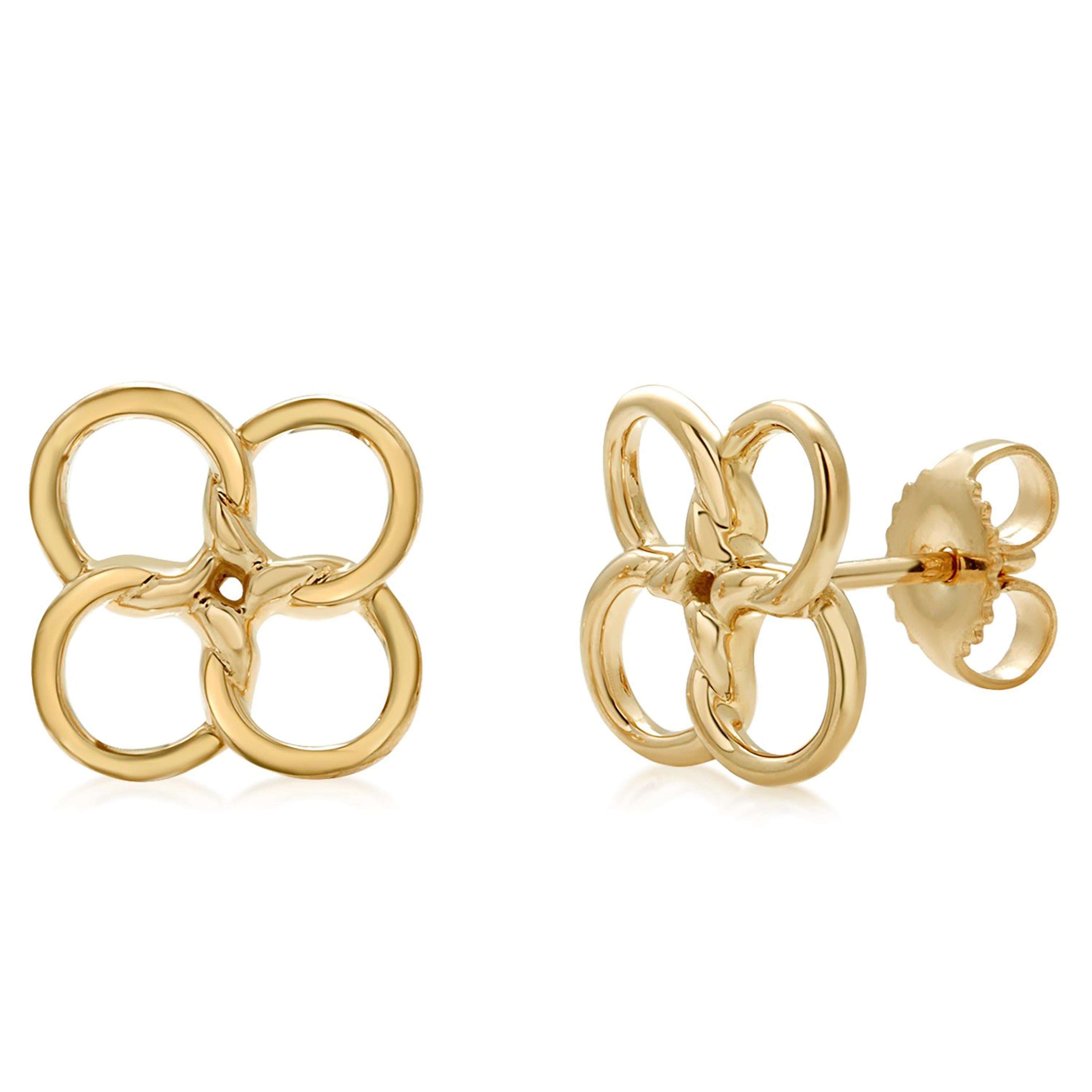  Tiffany & Co. Boucles d'oreilles en or jaune Quadrifoglio d'Elsa Peretti Unisexe 