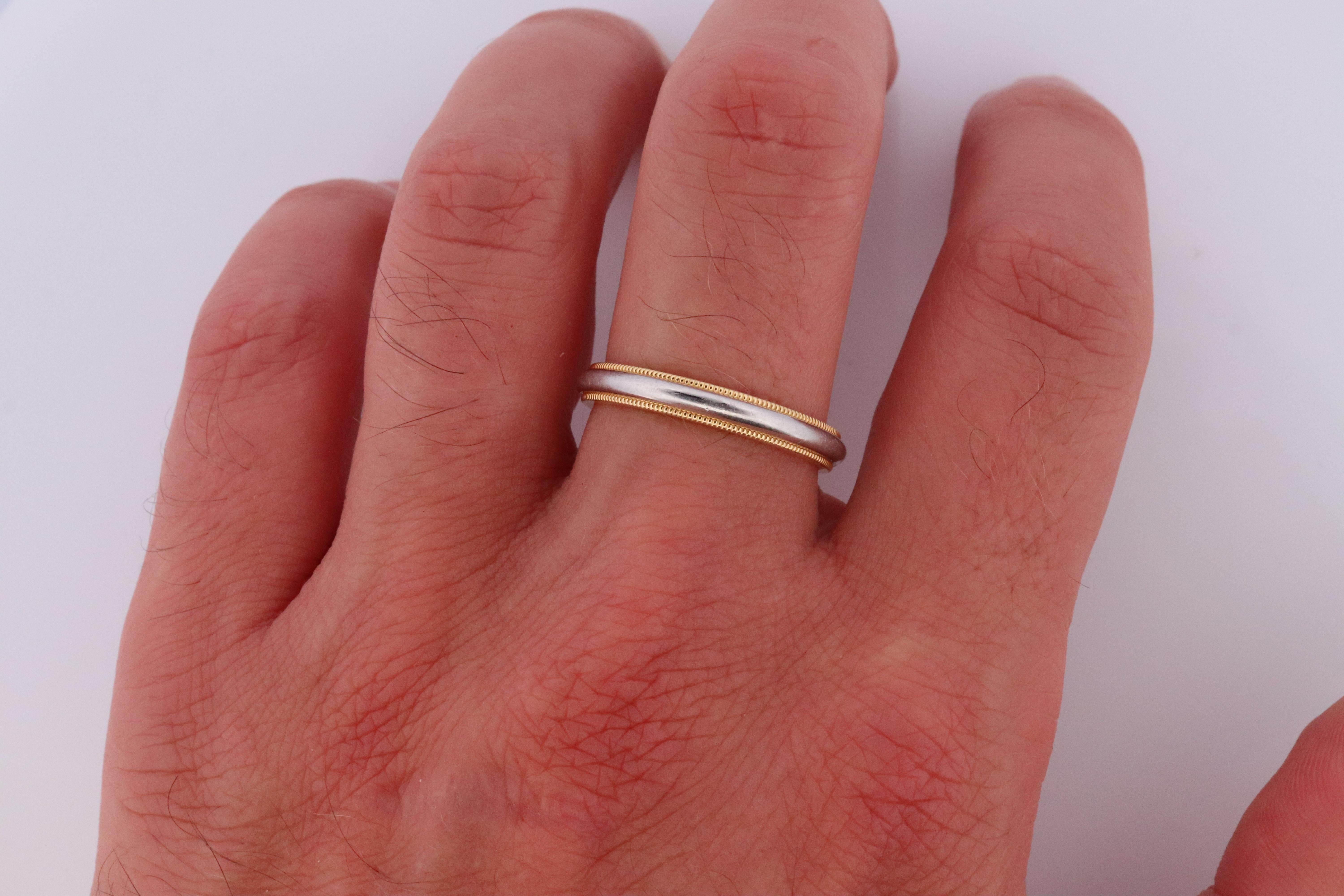 De los hombres Anillo vintage de Tiffany & Co. Pulsera T&CO auténtica para caballero PT950 Milgrain de 18 quilates en venta