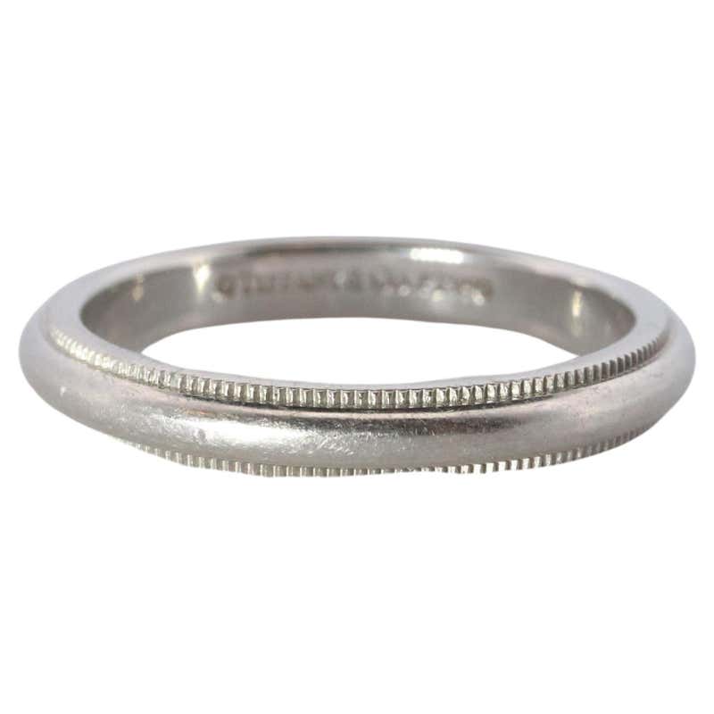 Tco2 White Ring Vintage Tiffany and Co Knife Edge Ring. Authentic Platinum Wedding Band ...