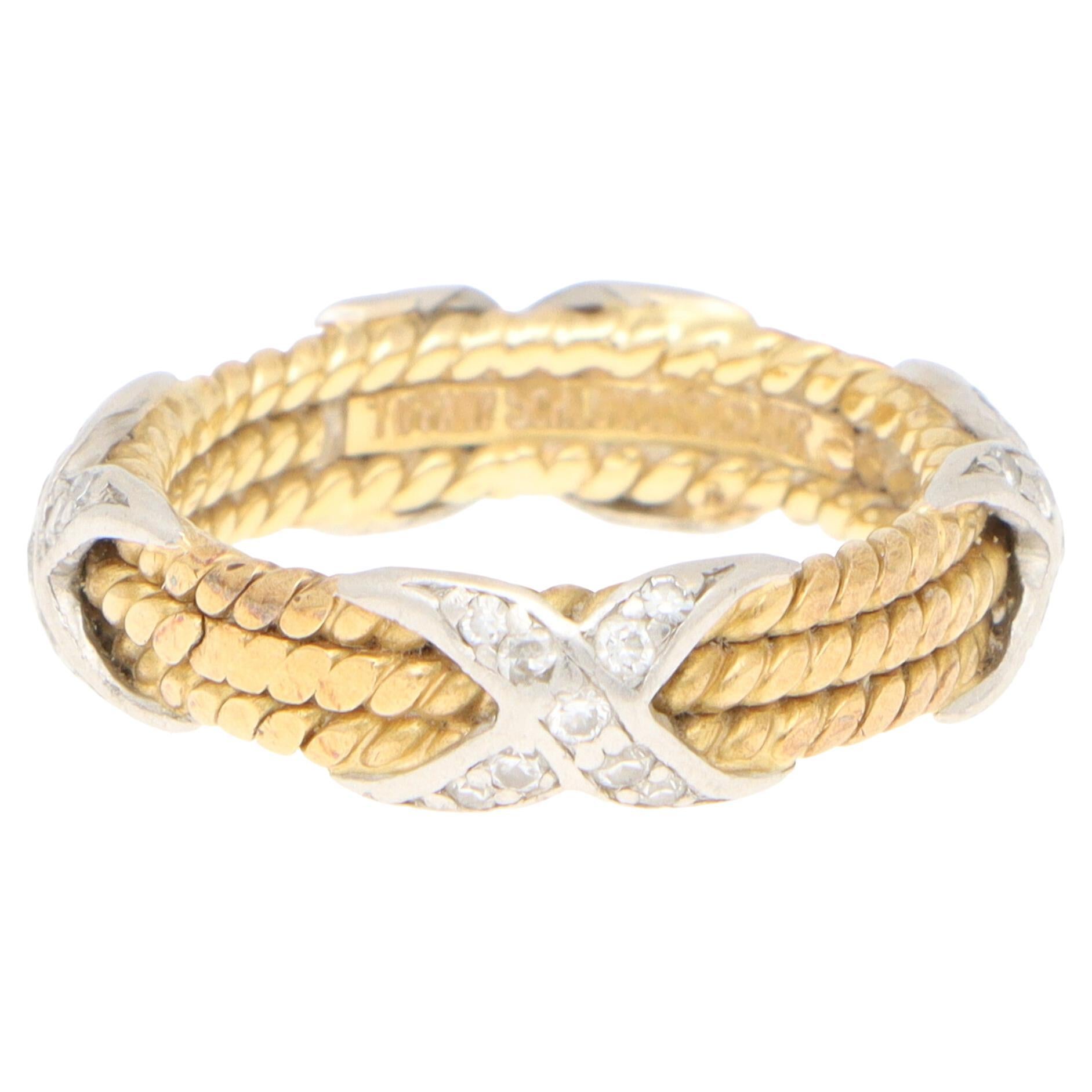 Vintage Tiffany & Co. Schlumberger Three Rope X Ring in Gold and Platinum