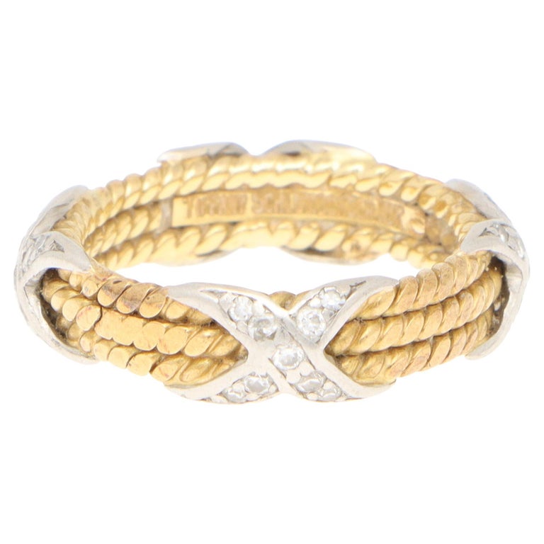 Vintage Tiffany and Co. Schlumberger Three Rope X Ring in Gold and ...