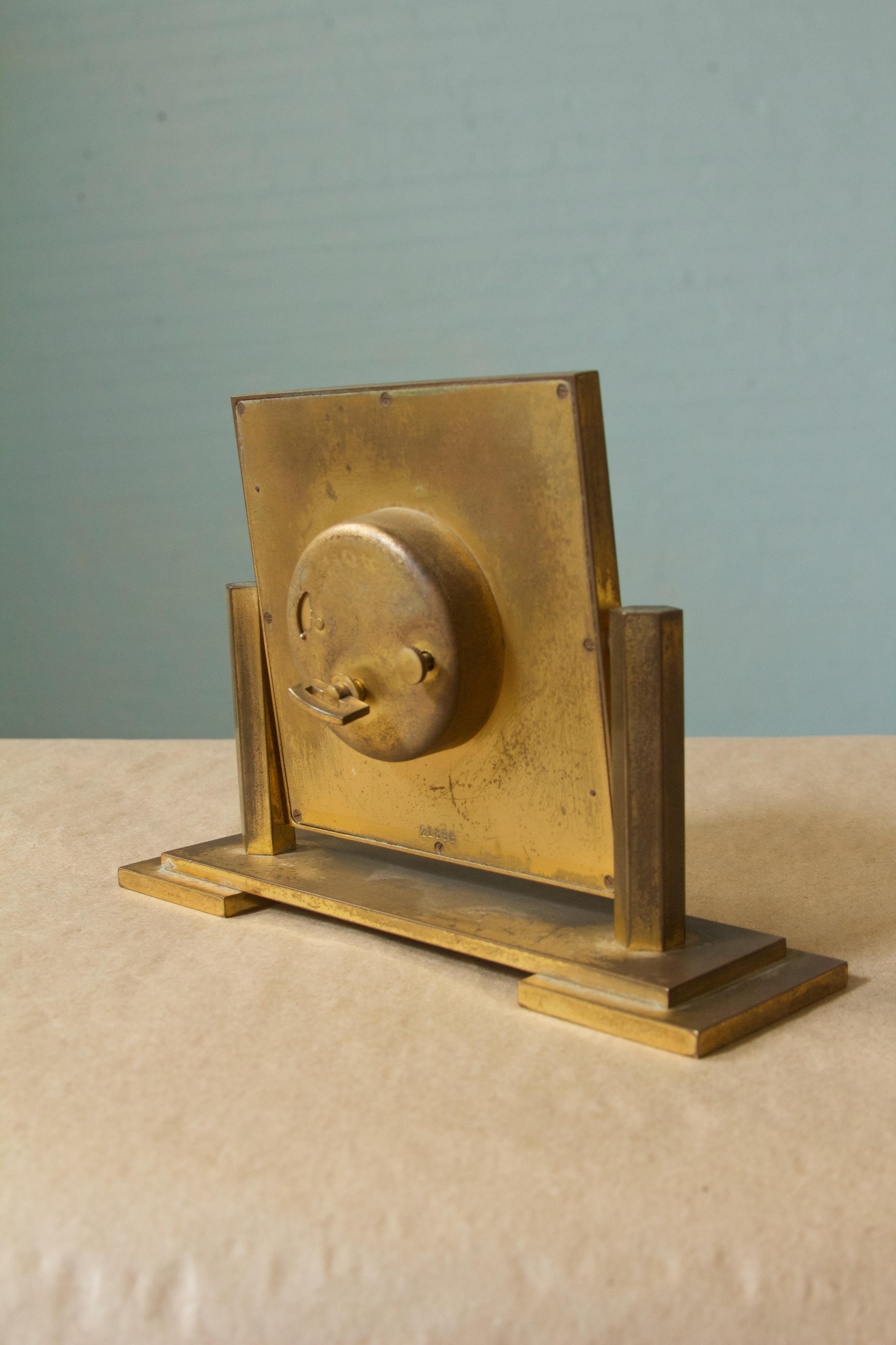 Patinated Vintage Tiffany and Co. Square Brass Desk Clock, 1970s For Sale