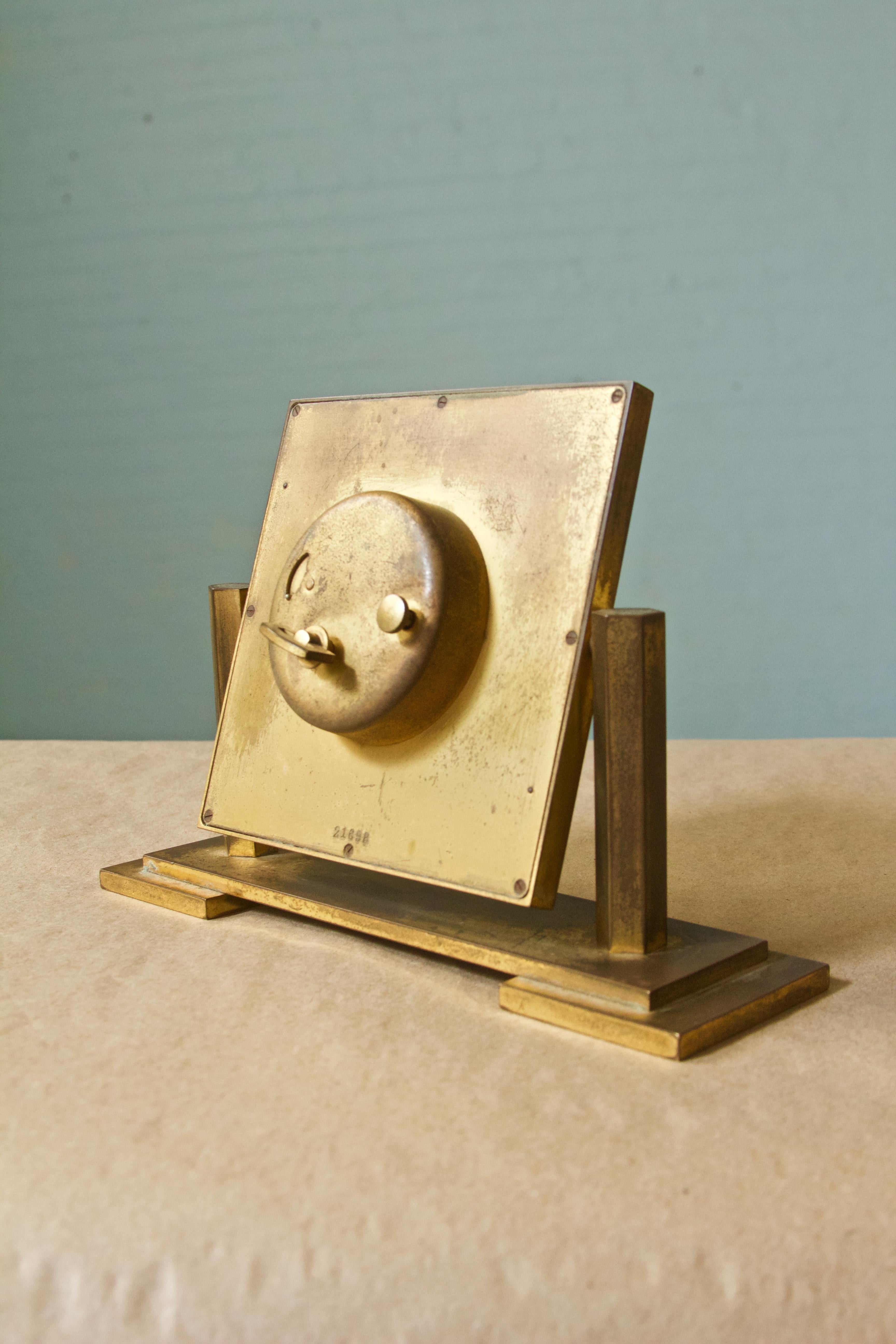 Vintage Tiffany and Co. Square Brass Desk Clock, 1970s In Good Condition For Sale In Brooklyn, NY