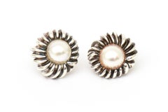 Vintage Tiffany and Co. Sterling Silver and Mabe Pearl Lever Back Earrings