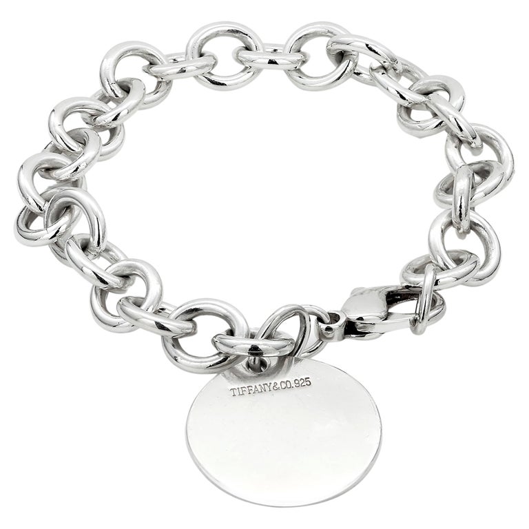 Tiffany and Co. Sterling Silver Link Bracelet with Monogrammed Charm at