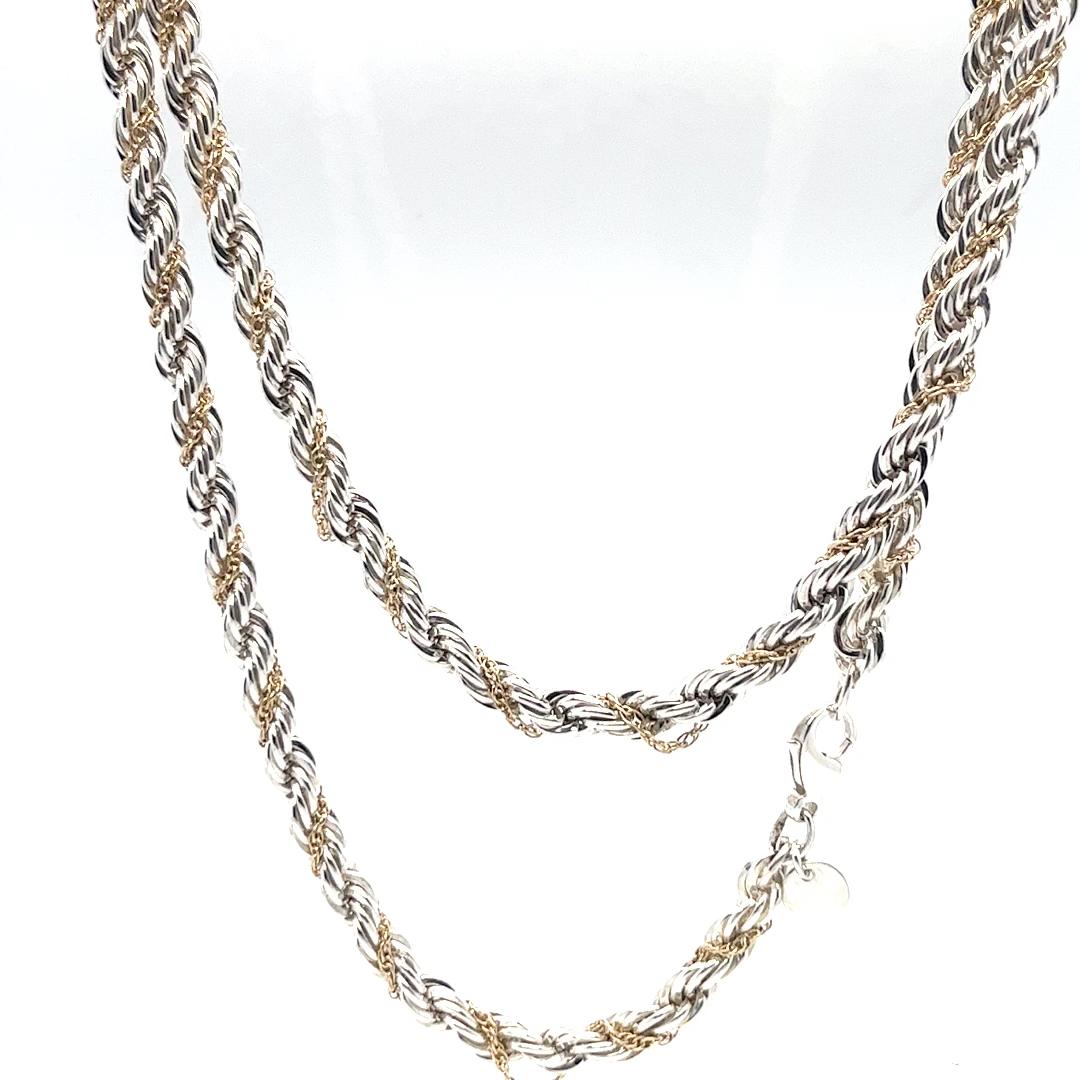 Vintage Tiffany and Co. Two Tone Rope Chain Necklace In Good Condition In Coral Gables, FL