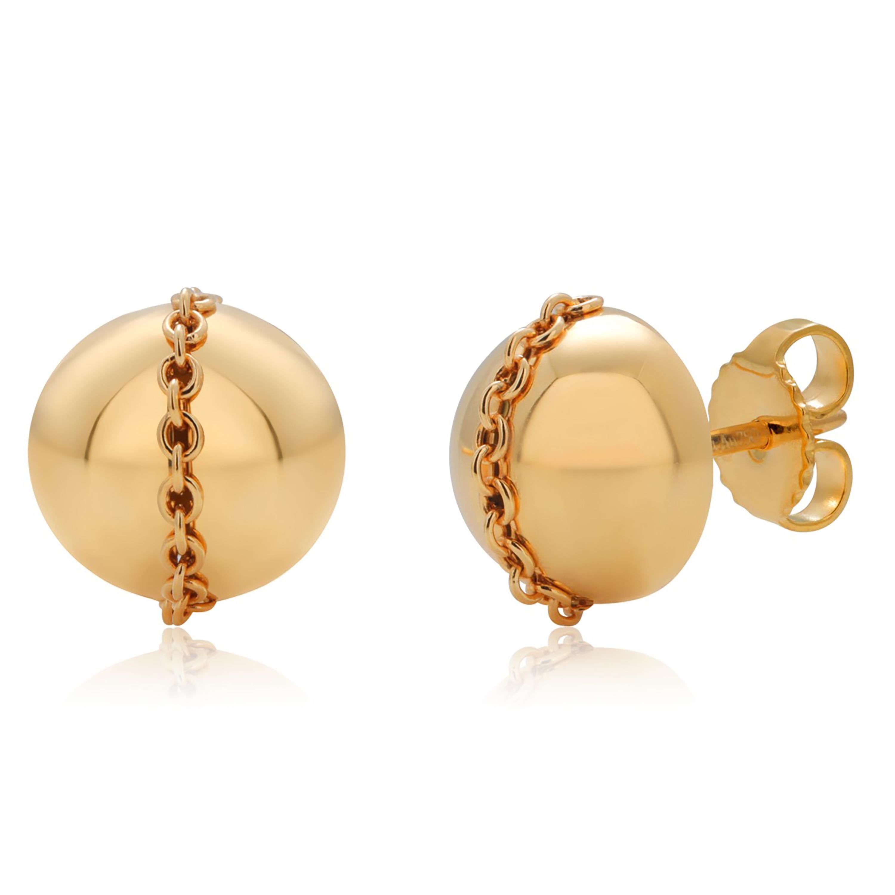 Contemporary Tiffany Co. 18 Karat Yellow Gold HardWear Ball Linked Chain 0.40 Inch Earrings