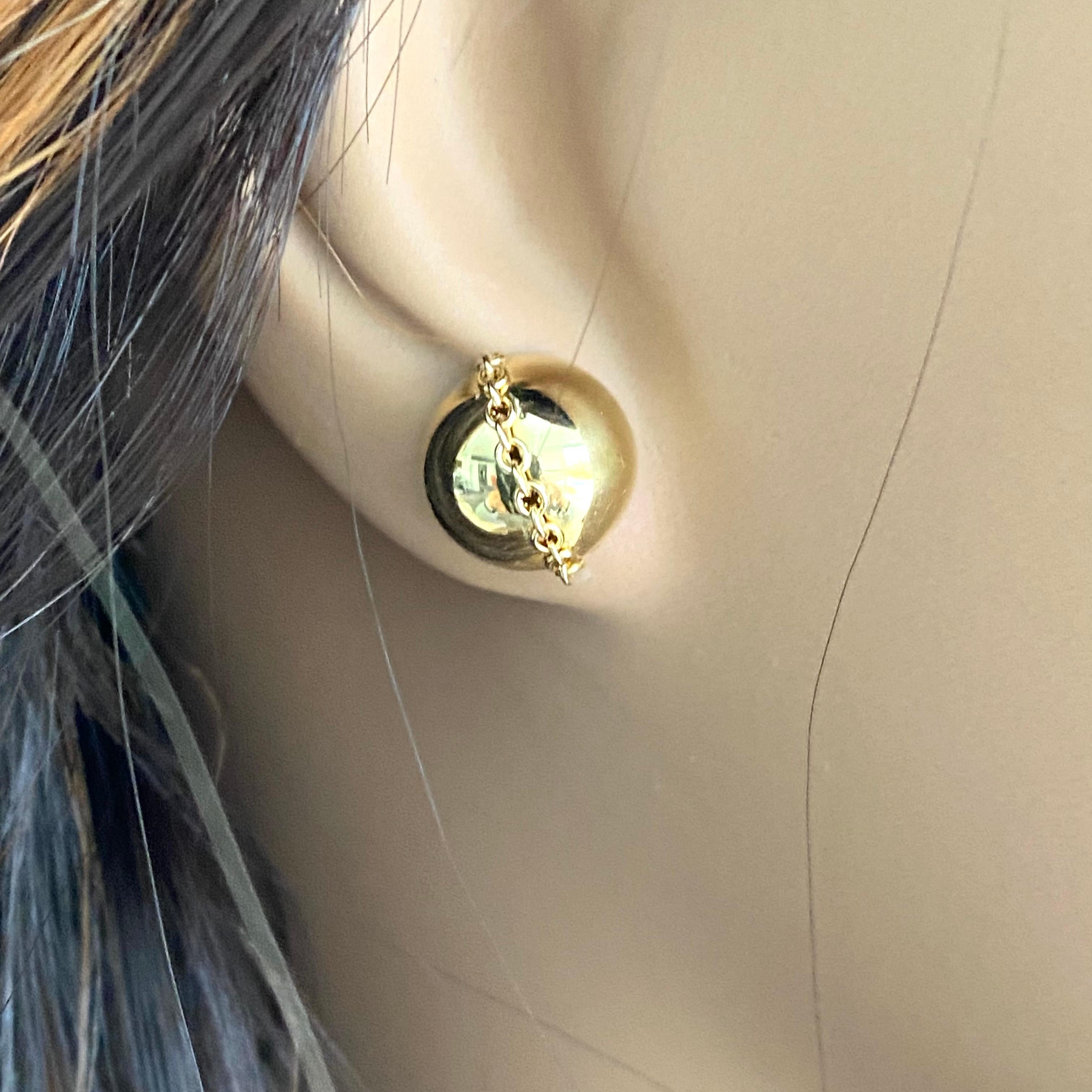 Tiffany Co. 18 Karat Yellow Gold HardWear Ball Linked Chain 0.40 Inch Earrings 1
