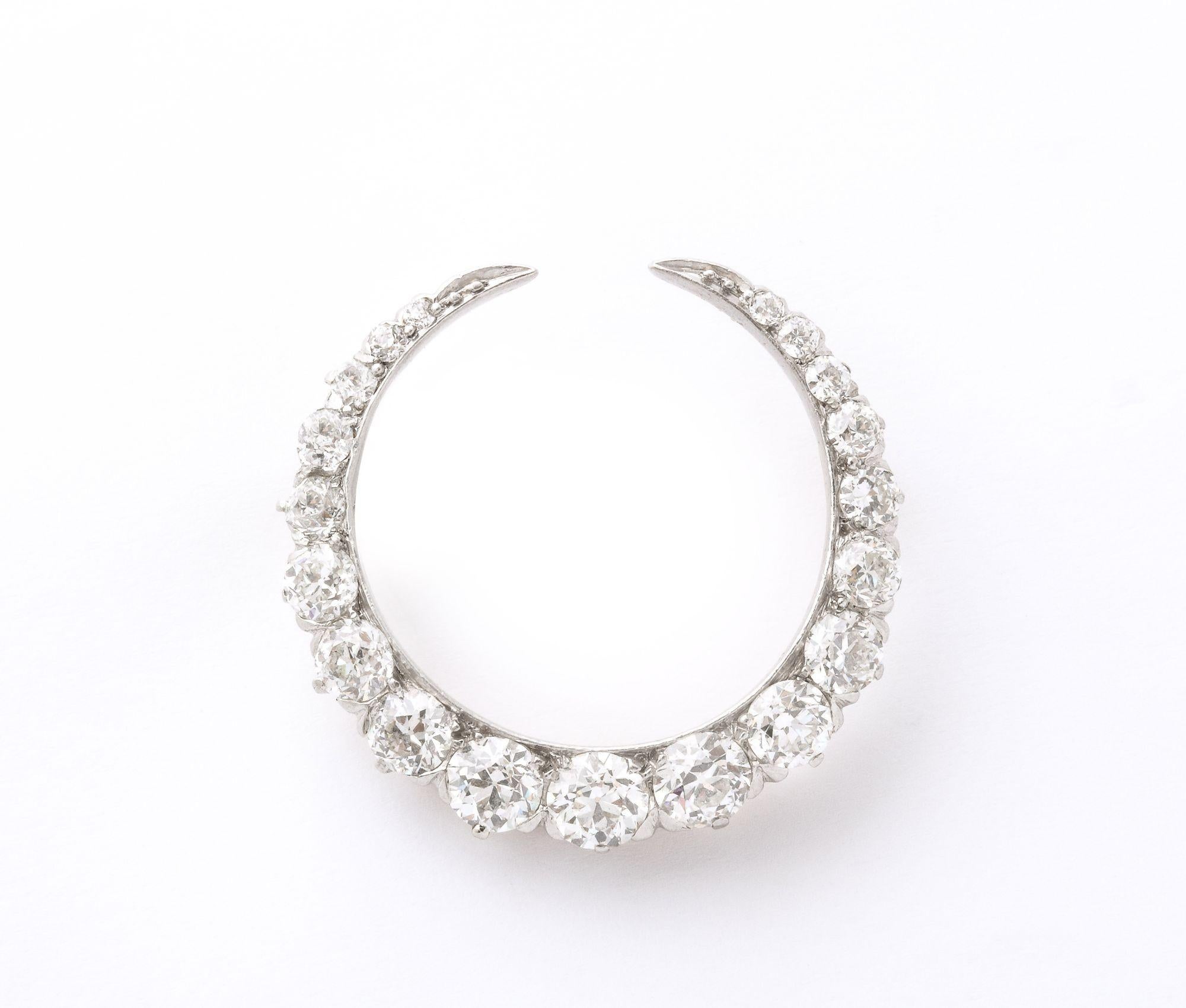Vintage Tiffany and Company Diamond and Platinum Crescent Moon Brooch 5
