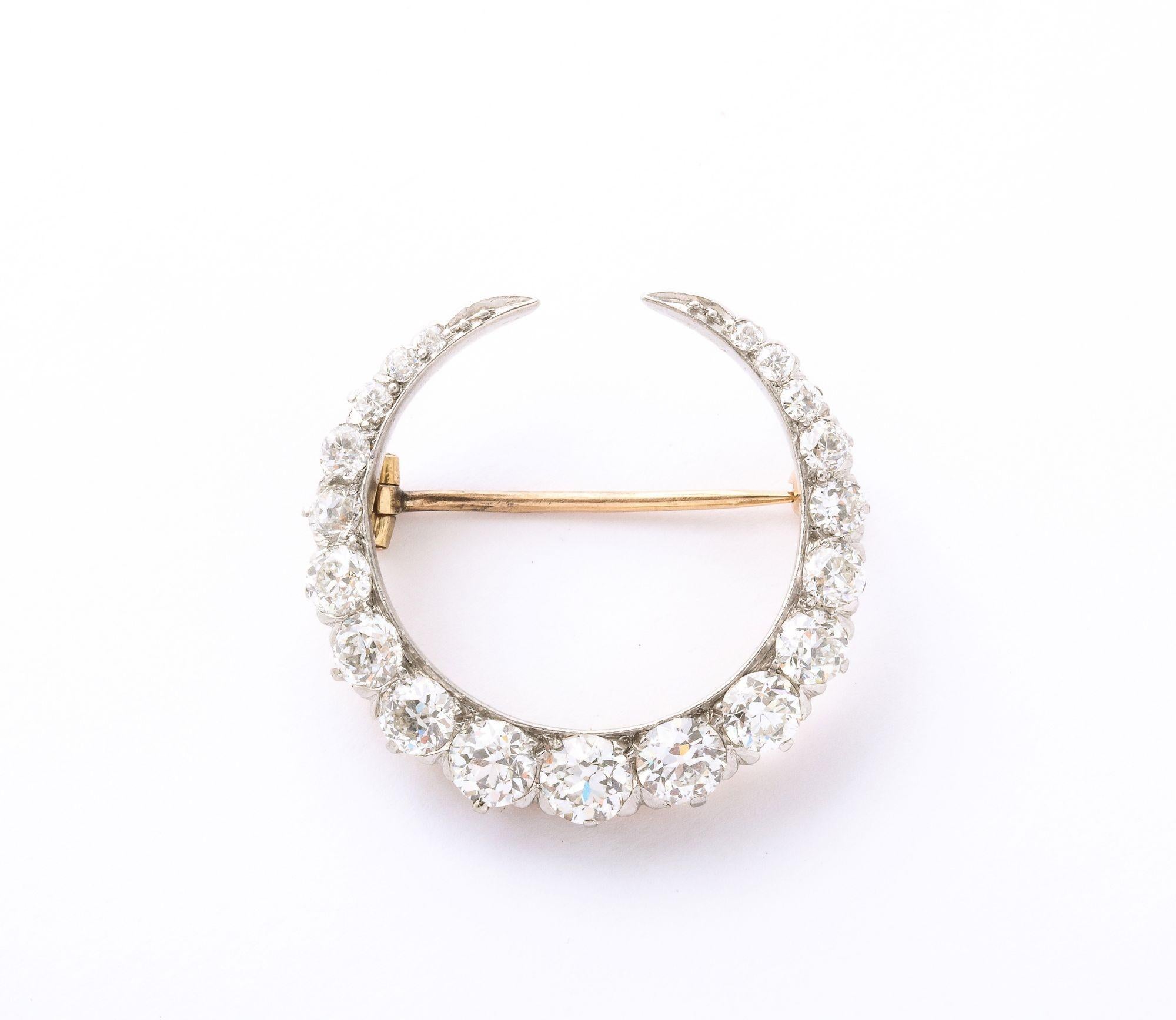 Vintage Tiffany and Company Diamond and Platinum Crescent Moon Brooch 2