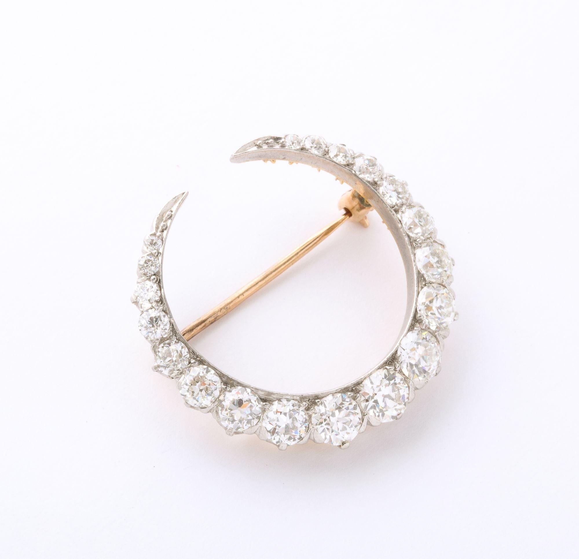 Vintage Tiffany and Company Diamond and Platinum Crescent Moon Brooch 3