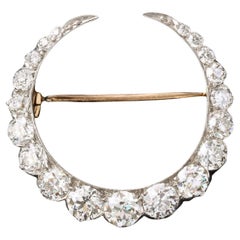 Vintage Tiffany and Company Diamond and Platinum Crescent Moon Brooch