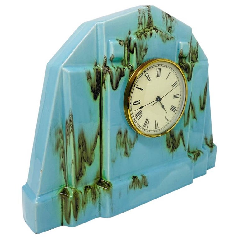 Vintage Tiffany Blue Art Deco Ceramic Mantel Clock at 1stDibs tiffany