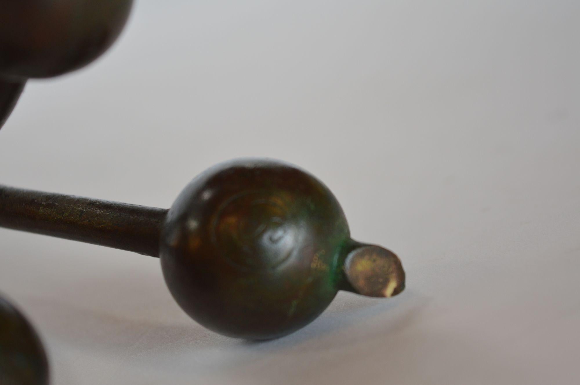 Other Vintage Tiffany Bronze & Green Favrile Glass Candlesticks For Sale