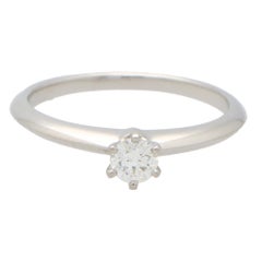 Vintage Tiffany & Co. 0.25ct Round Brilliant Cut Diamond Ring Set in Platinum