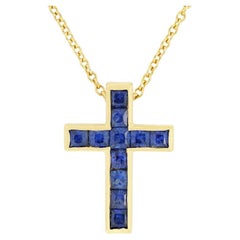 Vintage Tiffany & Co. 0.60ct Sapphire Cross Pendant, c.1970s