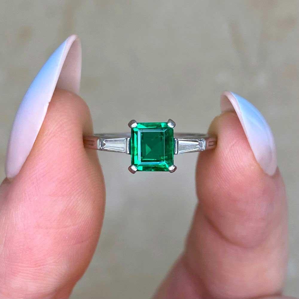 Vintage Tiffany & Co. 0.80ct Colombian Emerald Engagement Ring, Platinum For Sale 3