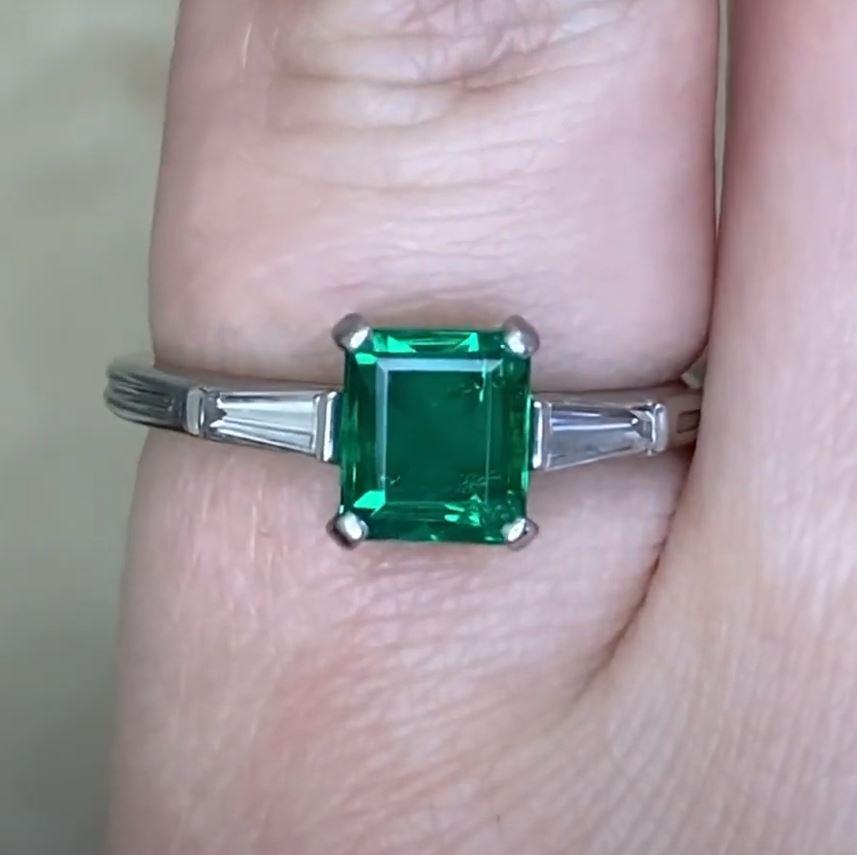 Emerald Cut Vintage Tiffany & Co. 0.80ct Colombian Emerald Engagement Ring, Platinum For Sale