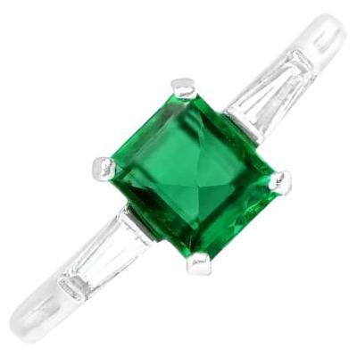 Vintage Tiffany & Co. 0.80ct Colombian Emerald Engagement Ring, Platinum For Sale