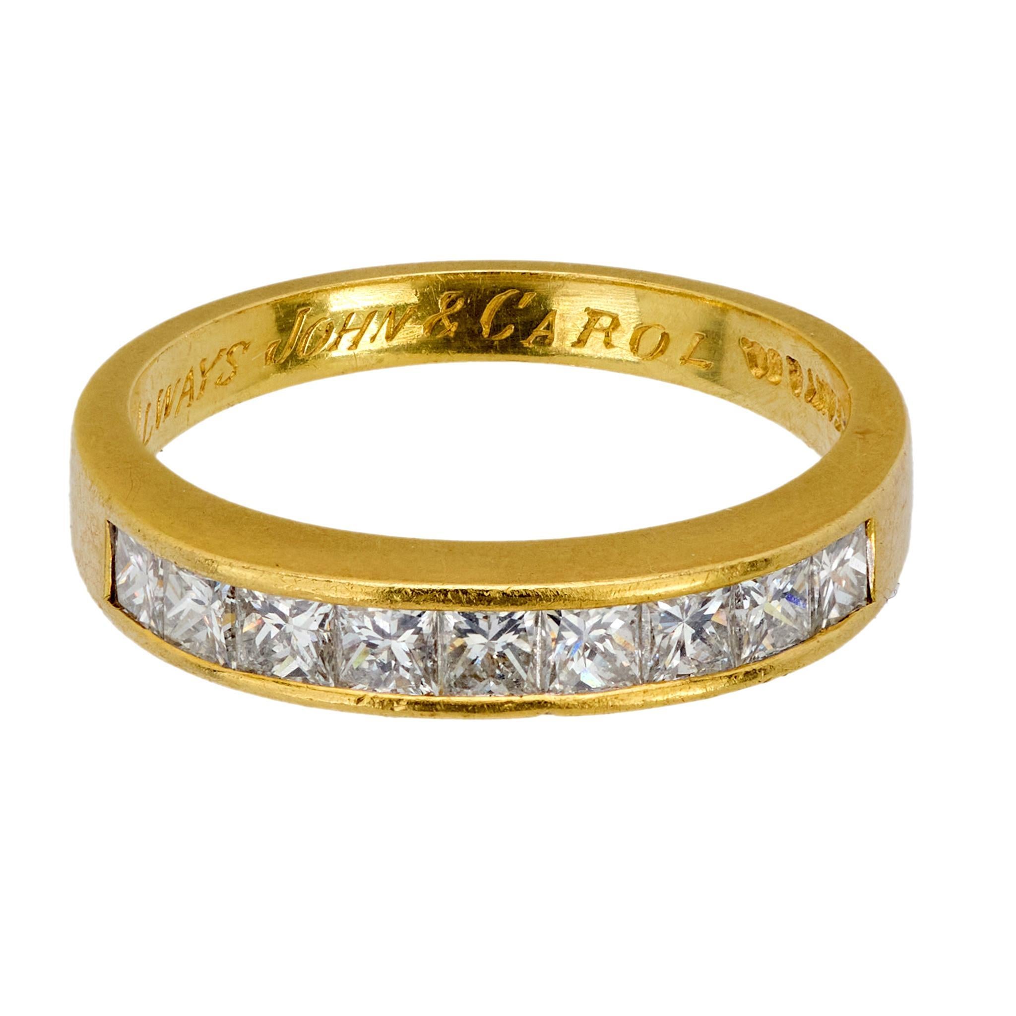 Modern Vintage Tiffany & Co. 0.81 carat diamond 18k yellow gold wedding band For Sale