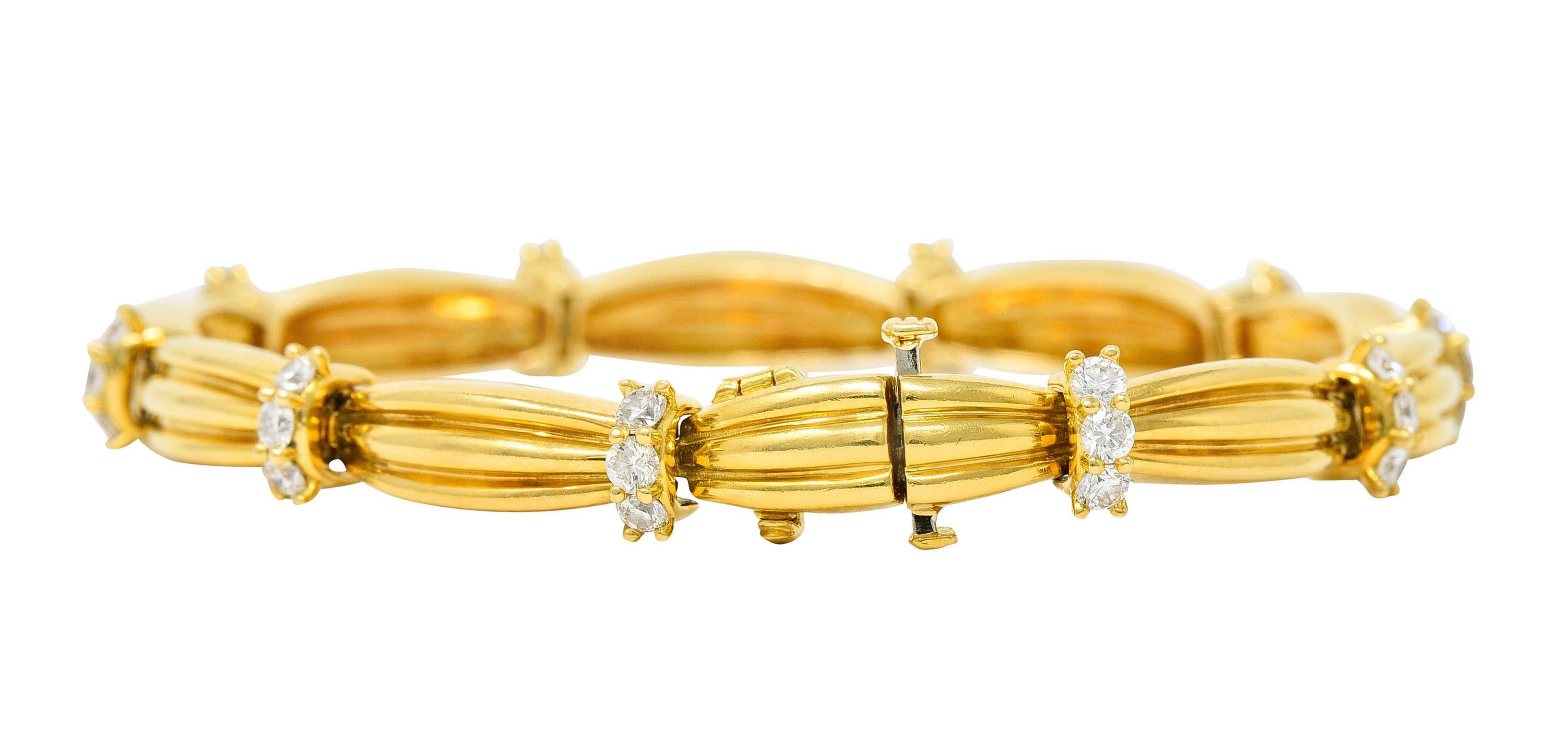 Contemporary Vintage Tiffany & Co. 1.00 Carat Diamond 18 Karat Yellow Gold Link Bracelet