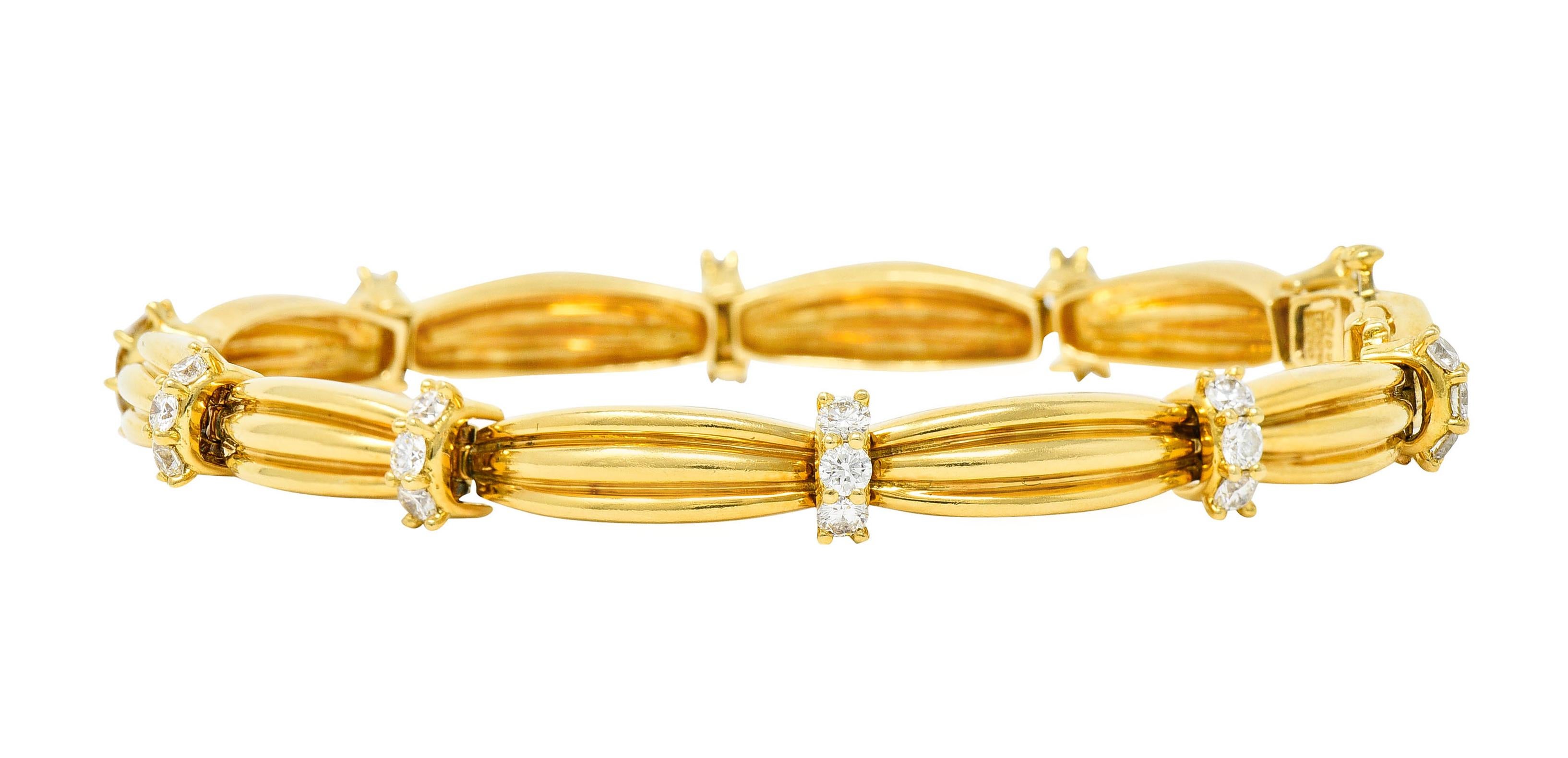 Brilliant Cut Vintage Tiffany & Co. 1.00 Carat Diamond 18 Karat Yellow Gold Link Bracelet