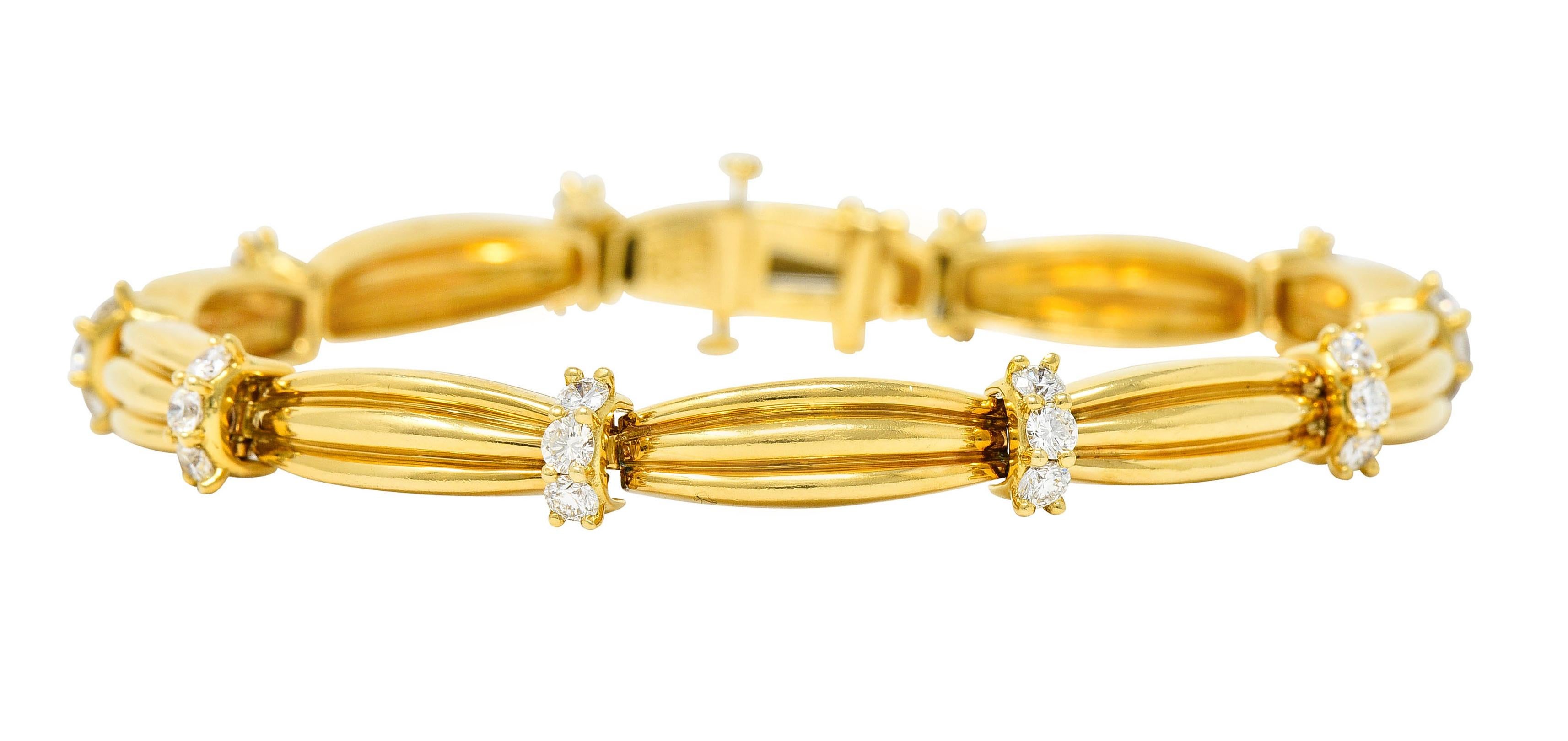 Vintage Tiffany & Co. 1.00 Carat Diamond 18 Karat Yellow Gold Link Bracelet In Excellent Condition In Philadelphia, PA