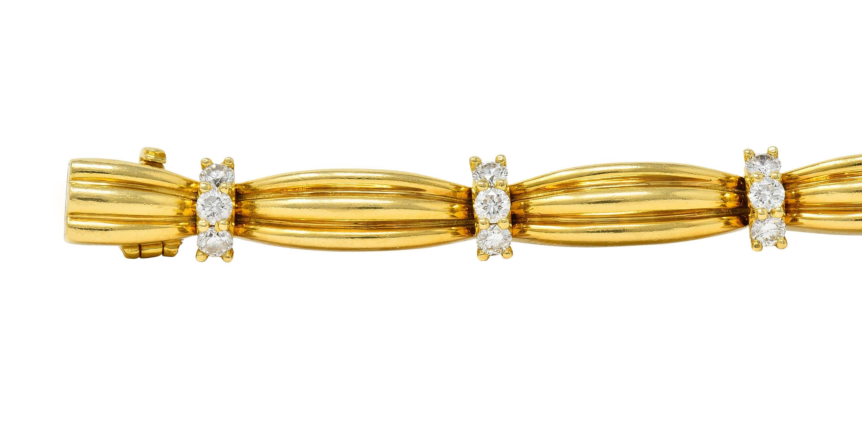 Women's or Men's Vintage Tiffany & Co. 1.00 Carat Diamond 18 Karat Yellow Gold Link Bracelet