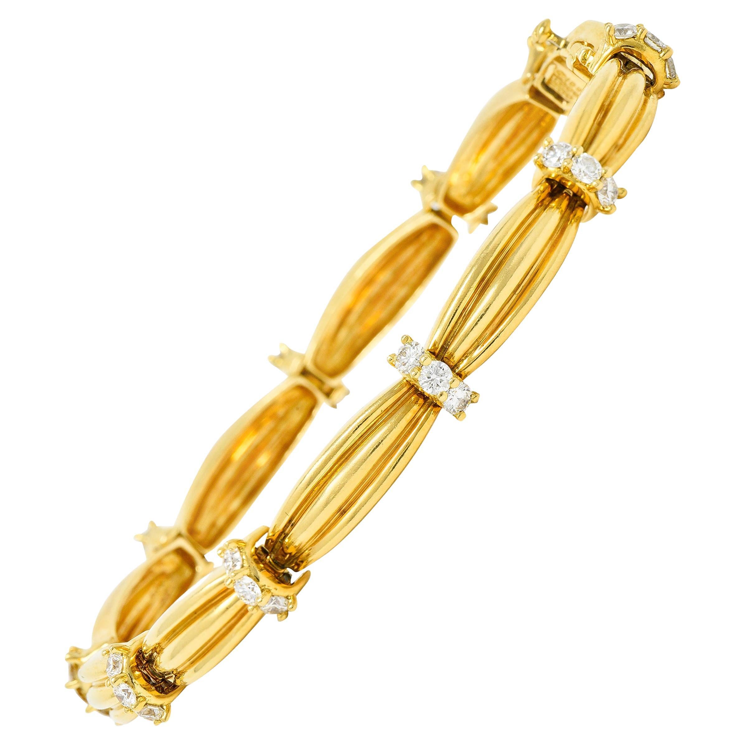 Vintage Tiffany & Co. 1.00 Carat Diamond 18 Karat Yellow Gold Link Bracelet