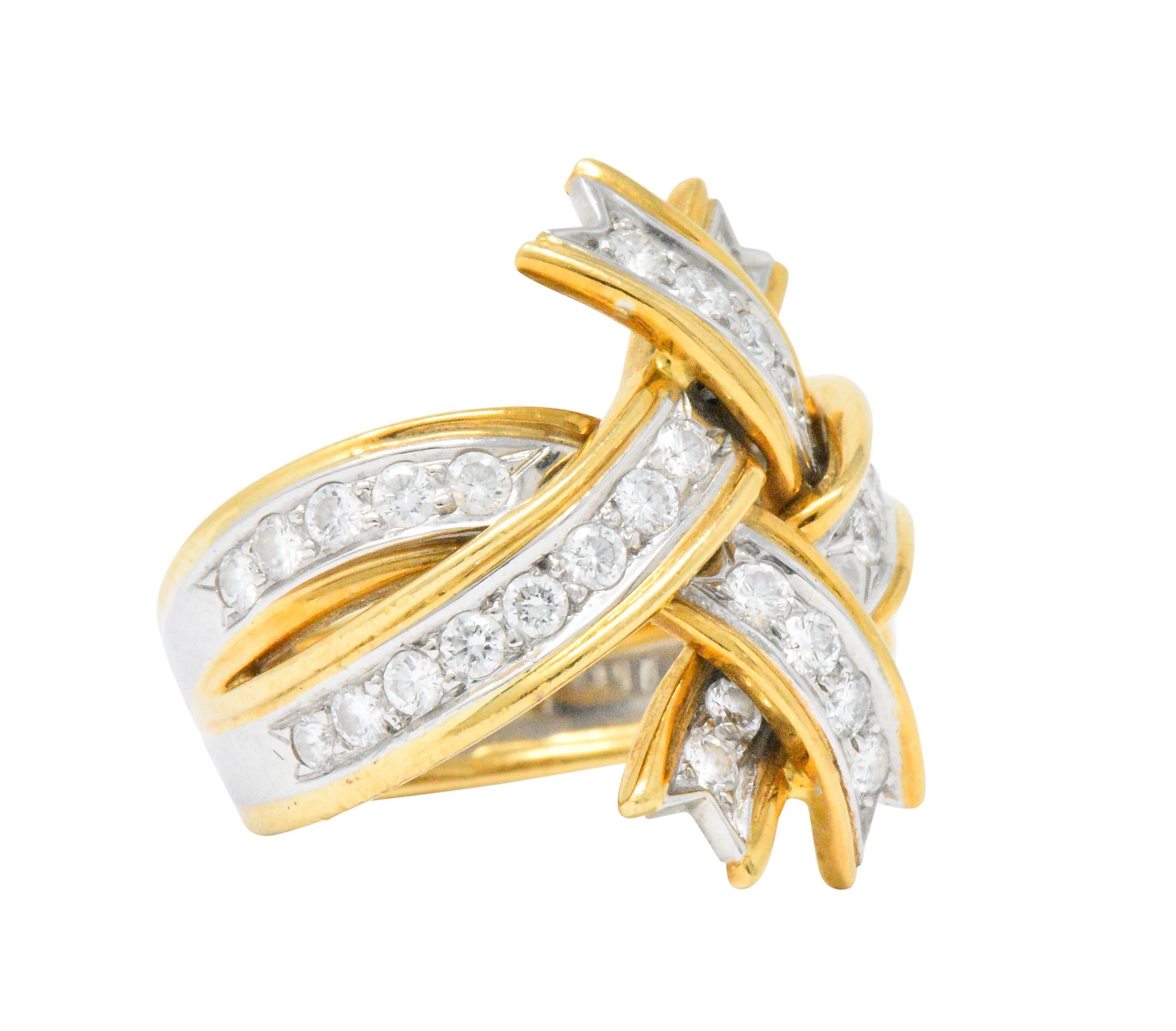 Round Cut Vintage Tiffany & Co. 1.14 CTW Diamond Platinum And 18 Karat Gold Ring