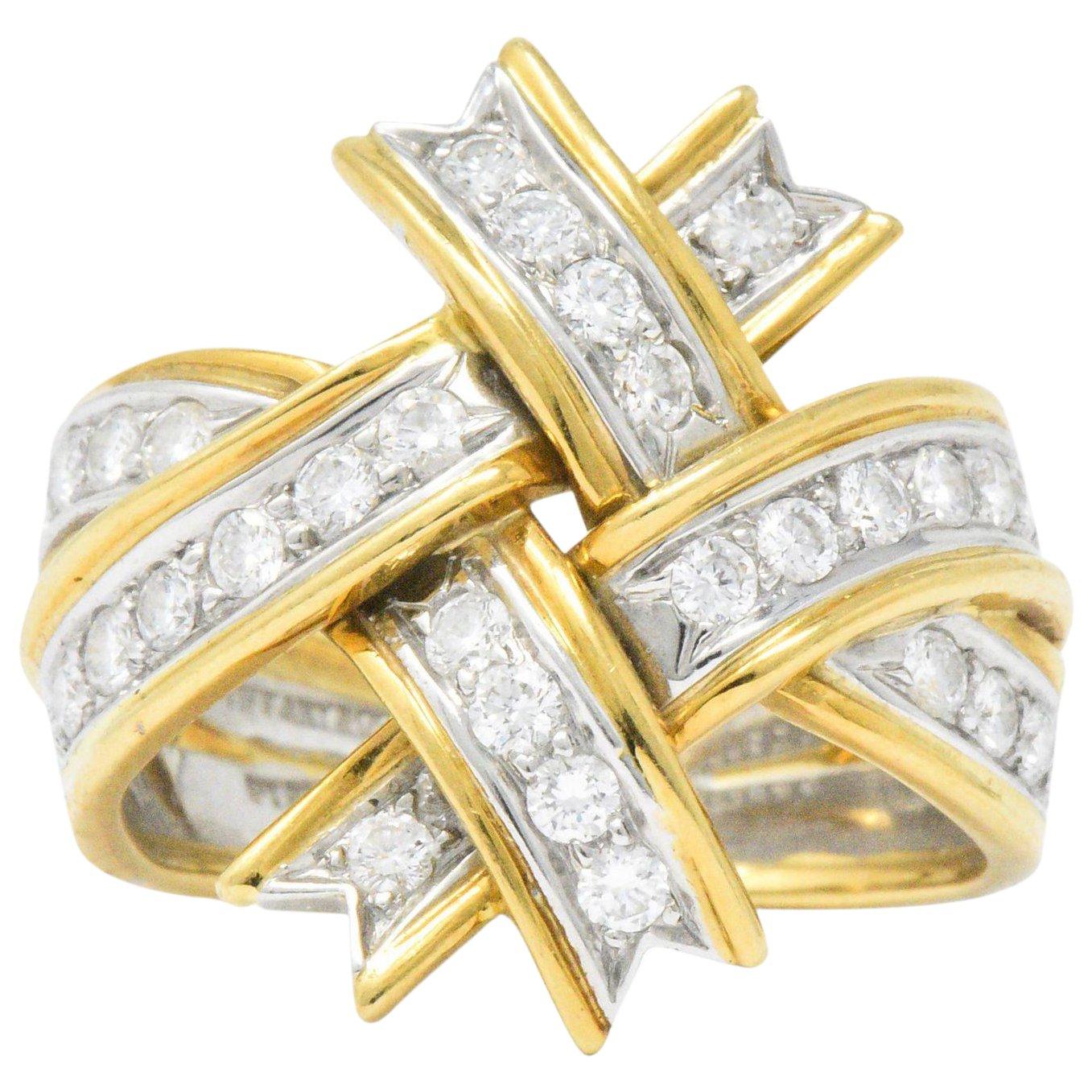 Vintage Tiffany & Co. 1.14 CTW Diamond Platinum And 18 Karat Gold Ring