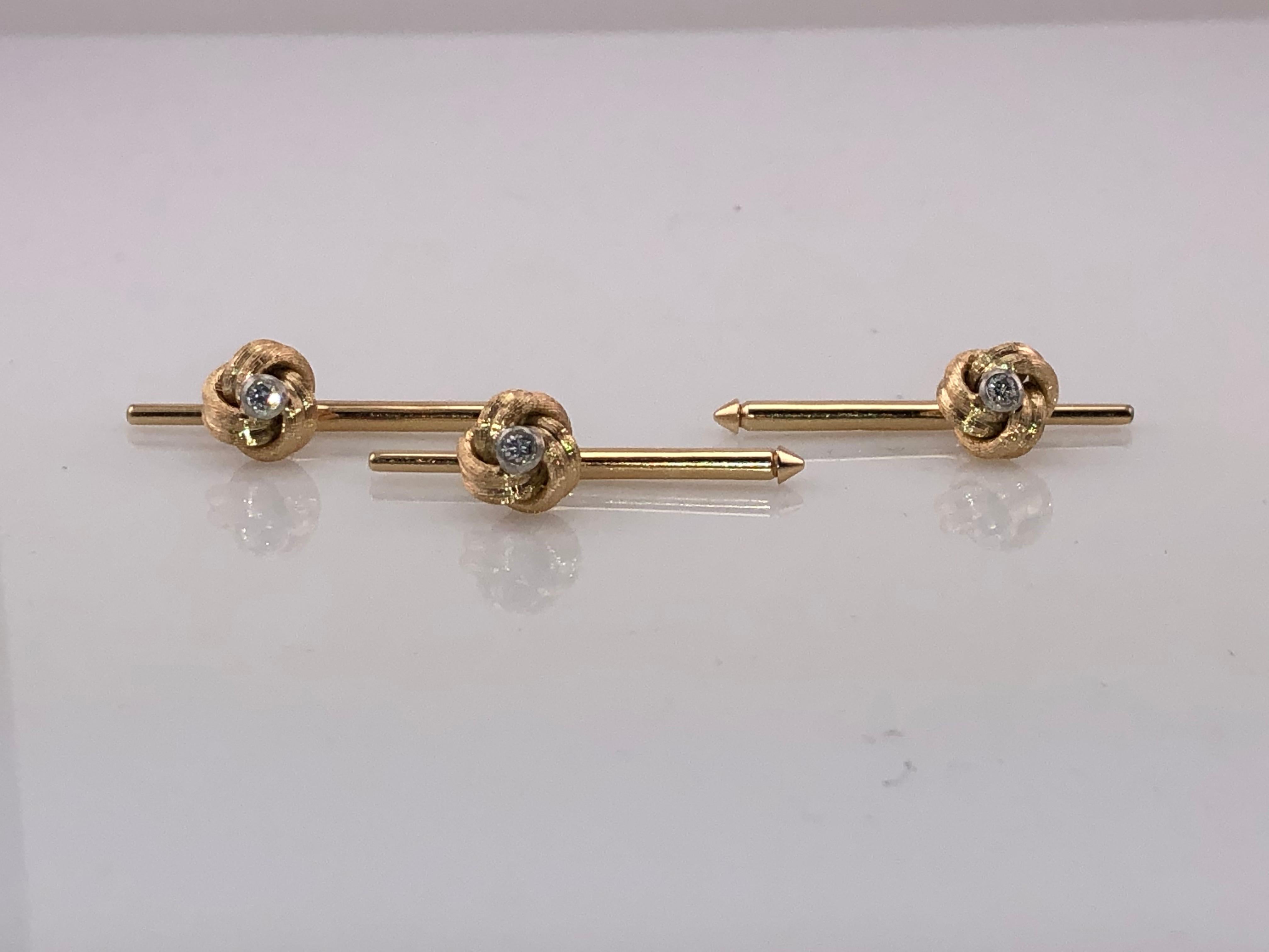 Vintage Tiffany & Co. 14 Karat Gold and Diamond Cufflinks For Sale 3