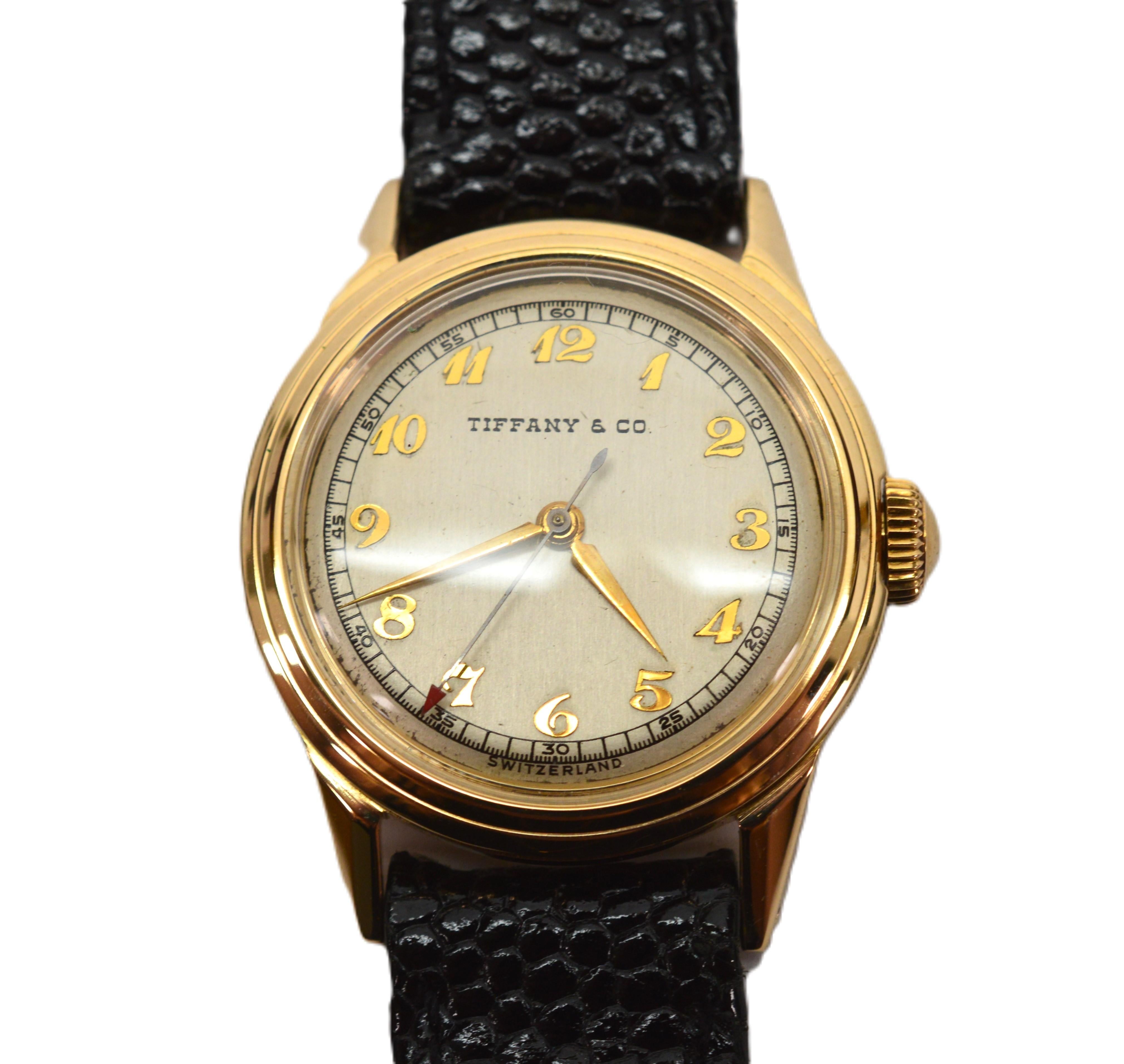 Vintage Tiffany & Co. 14 Karat Gold Armbanduhr mit Schachtel, Vintage im Zustand „Gut“ im Angebot in Mount Kisco, NY