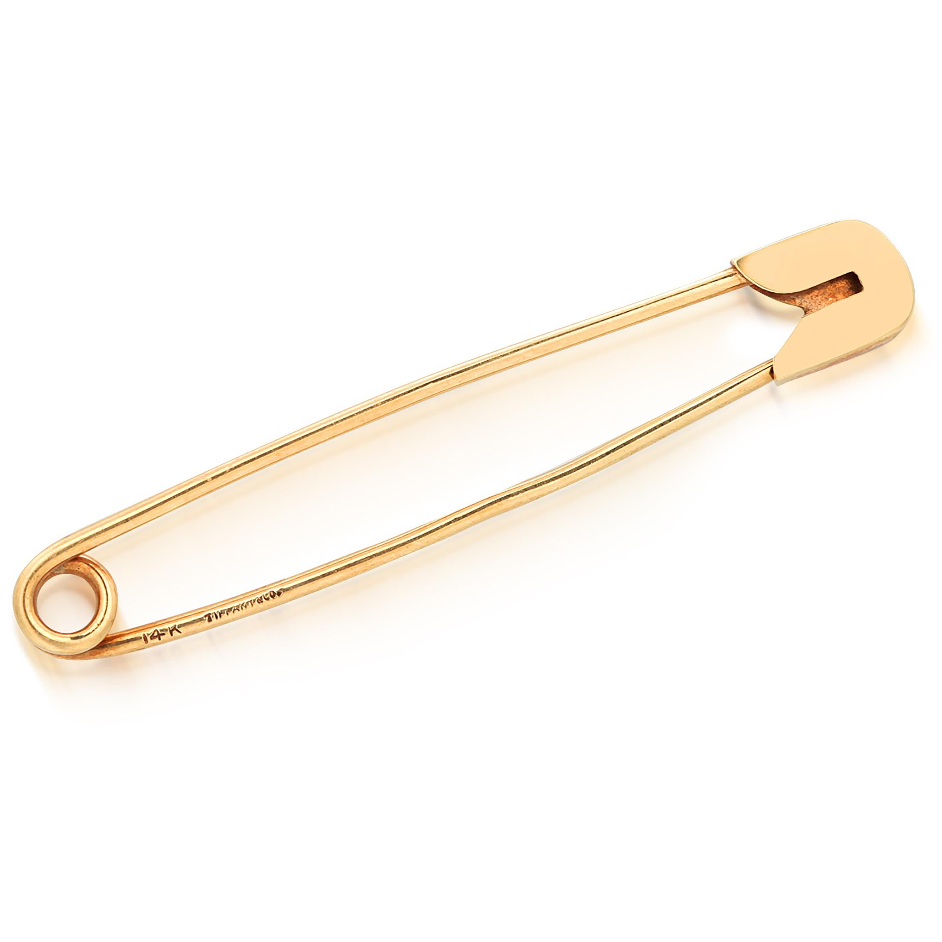 Vintage Tiffany Co. 14 Karat Yellow Gold 2.12 Inch Long Safety Pin In Good Condition For Sale In New York, NY