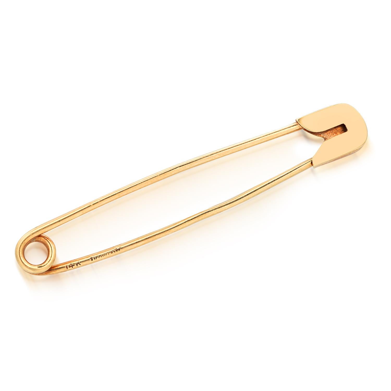Vintage Tiffany Co. 14 Karat Yellow Gold 2.12 Inch Long Safety Pin For Sale 1