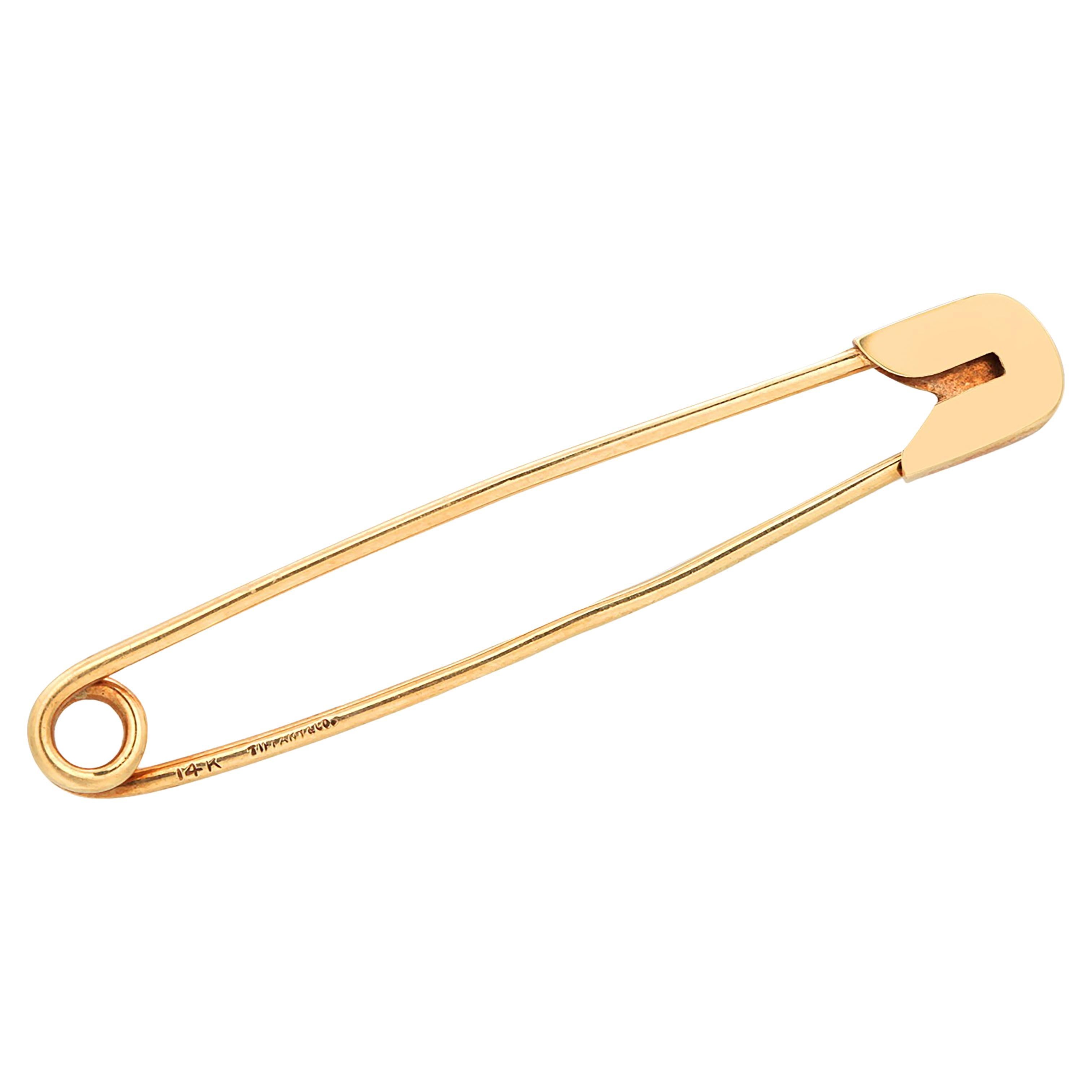 Vintage Tiffany Co. 14 Karat Yellow Gold 2.12 Inch Long Safety Pin