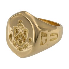 Retro Tiffany & Co. 14 Karat Yellow Gold Crest Signet Seal Ring