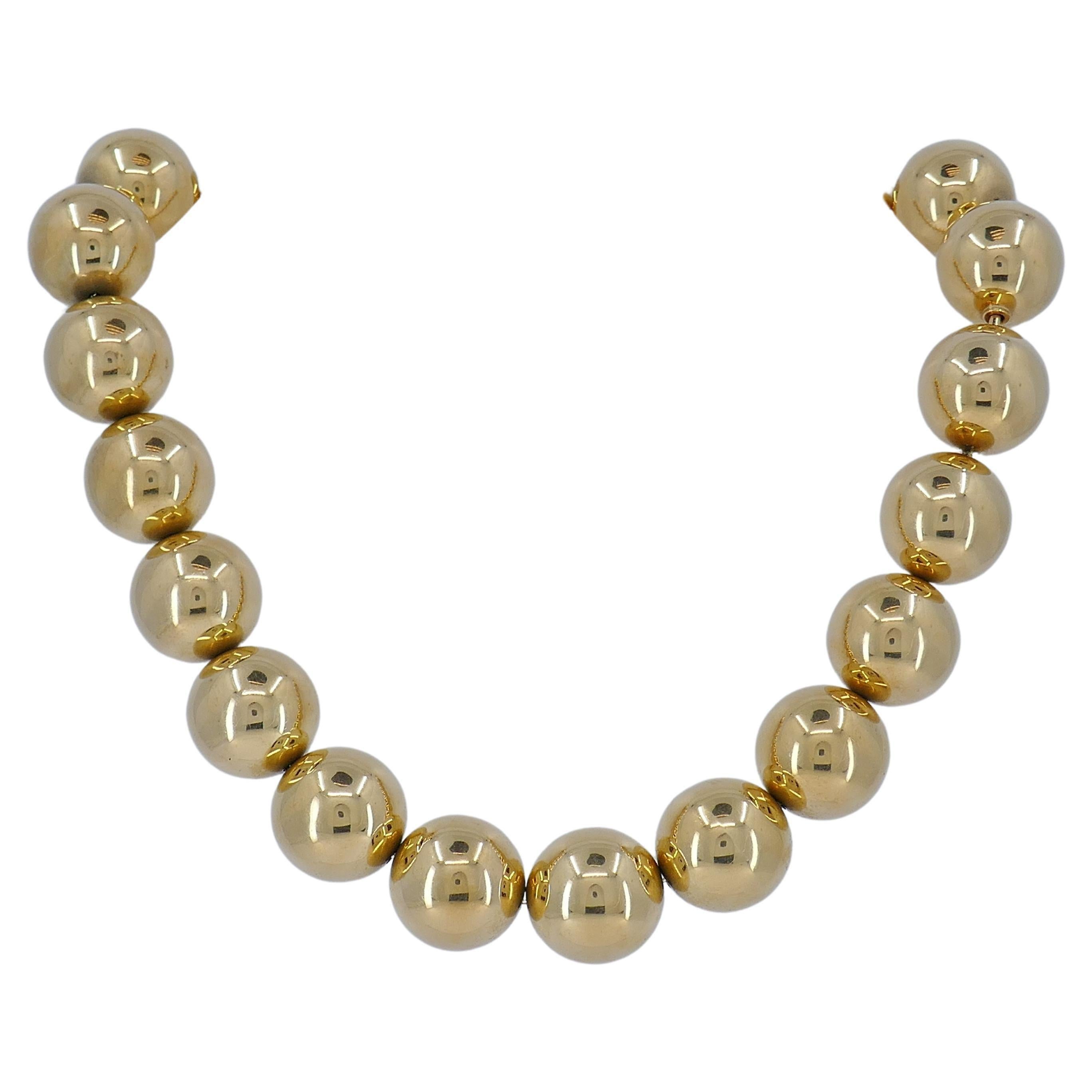 Vintage Tiffany & Co. 14k Gold Bead Necklace In Excellent Condition In Beverly Hills, CA