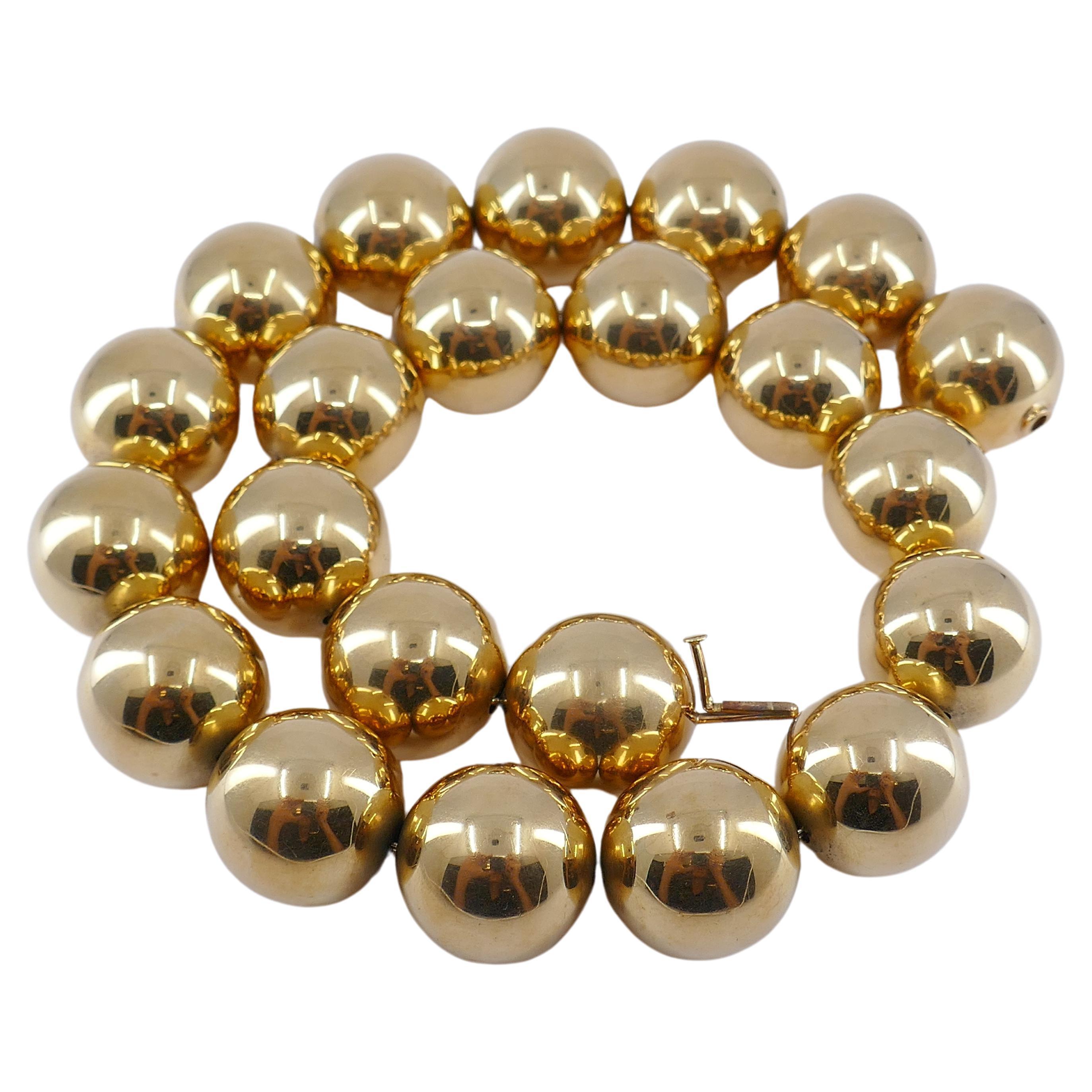 Vintage Tiffany & Co. 14k Gold Bead Necklace 4